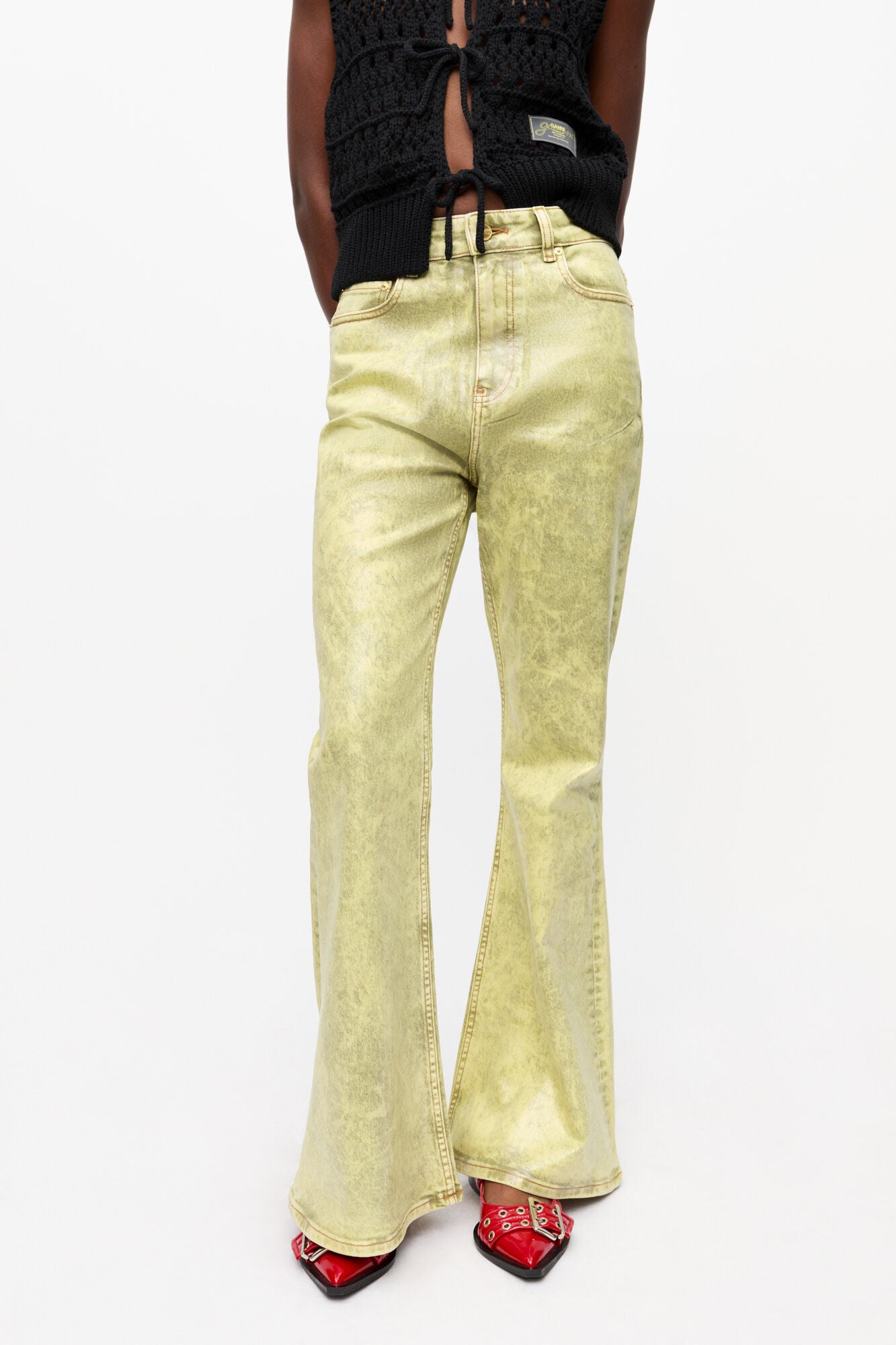 Green Foil Jeans - GANNI