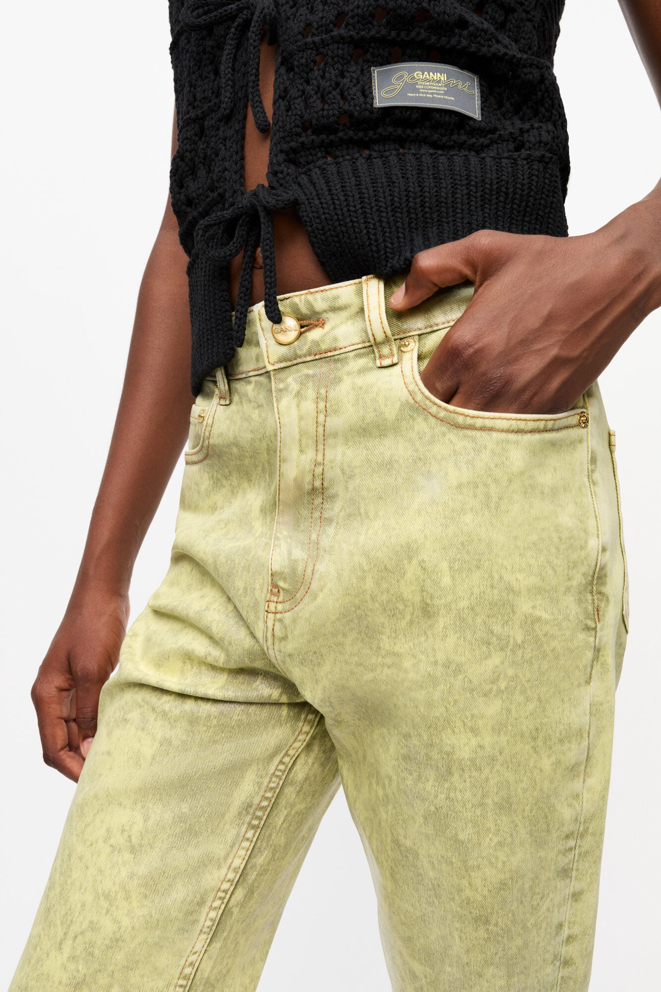 Green Foil Jeans - GANNI