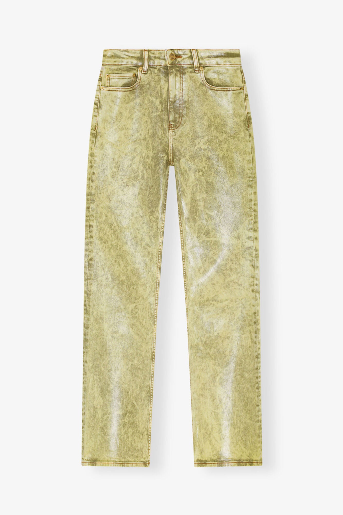 Green Foil Jeans - GANNI