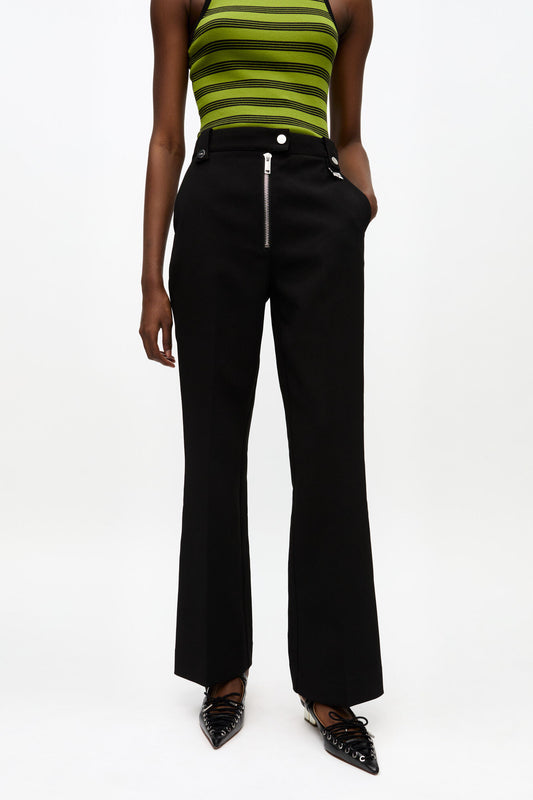 Black Bonded Crepe Pants - GANNI