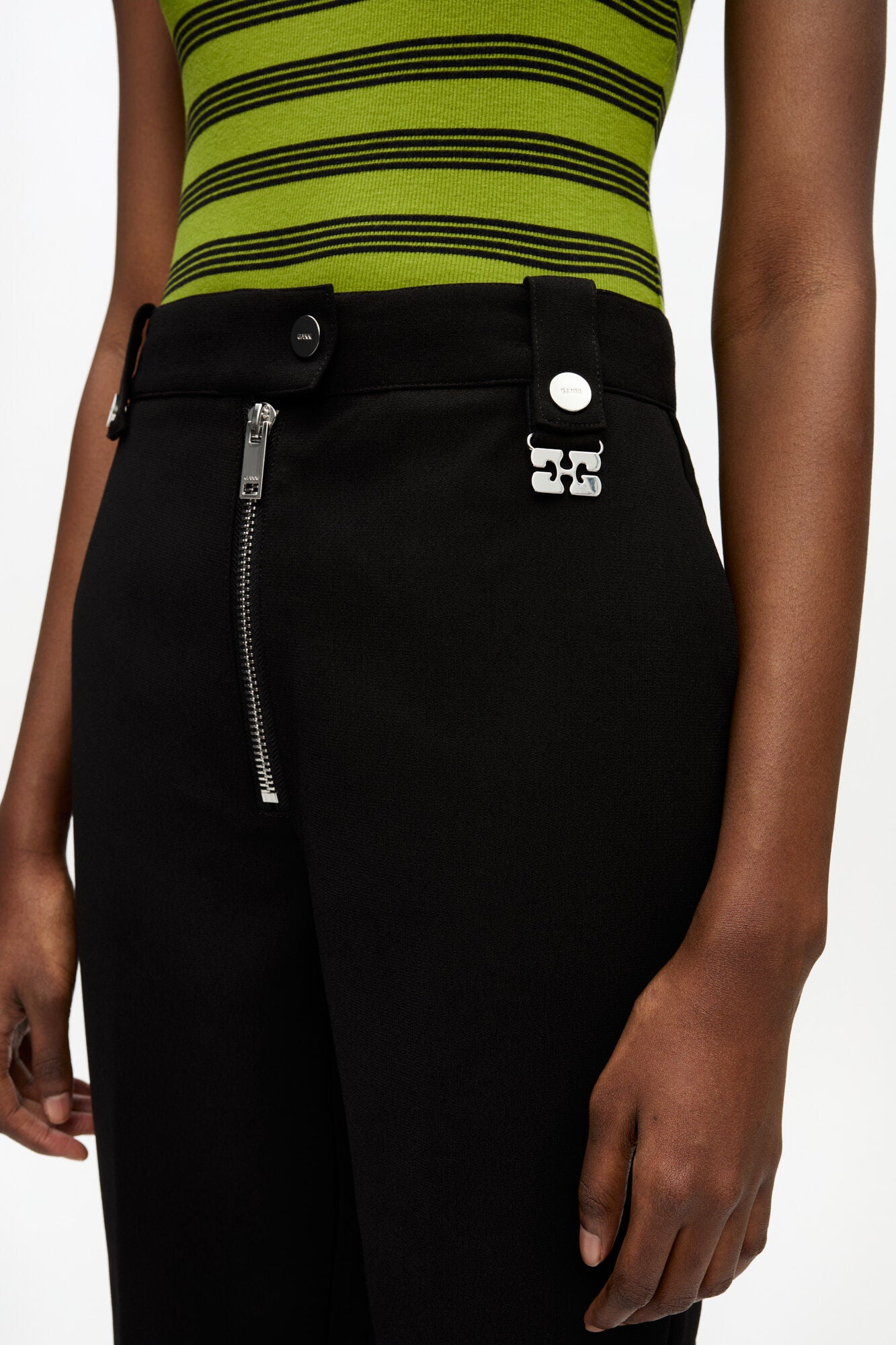 Black Bonded Crepe Pants - GANNI