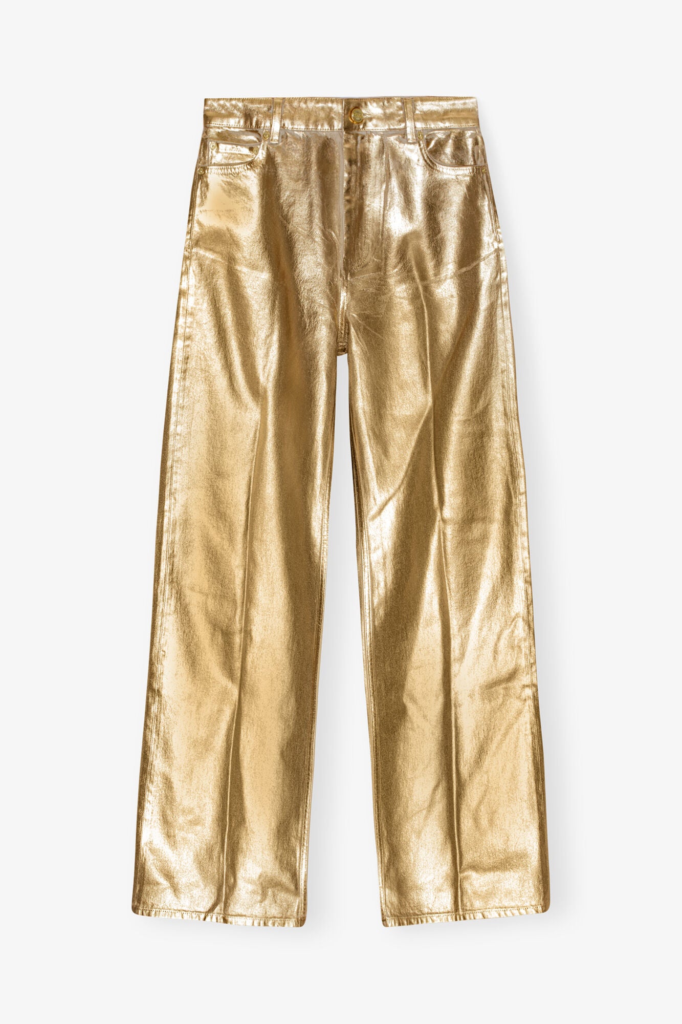 Gold Foil Wide Jeans - GANNI