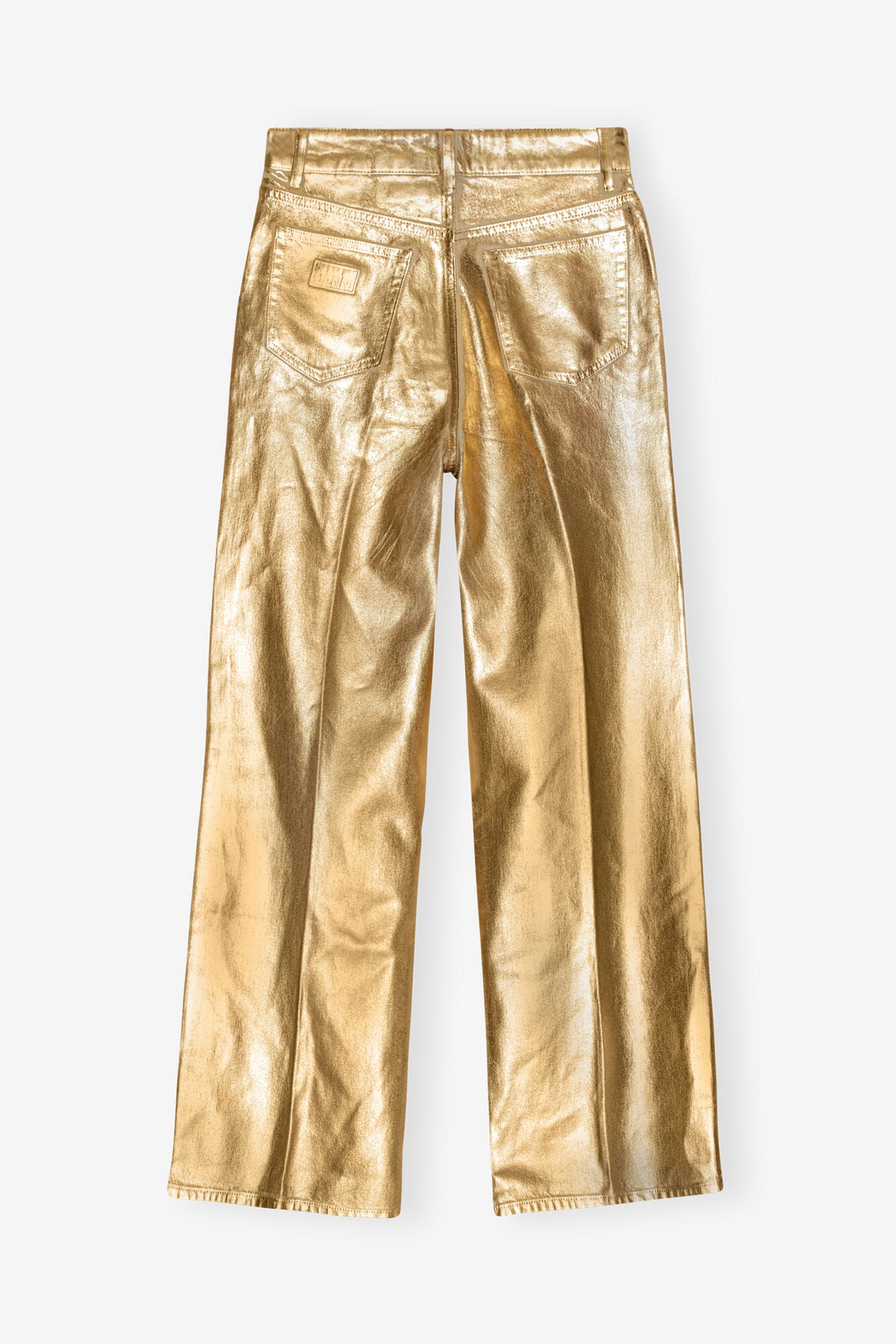 Gold Foil Wide Jeans - GANNI