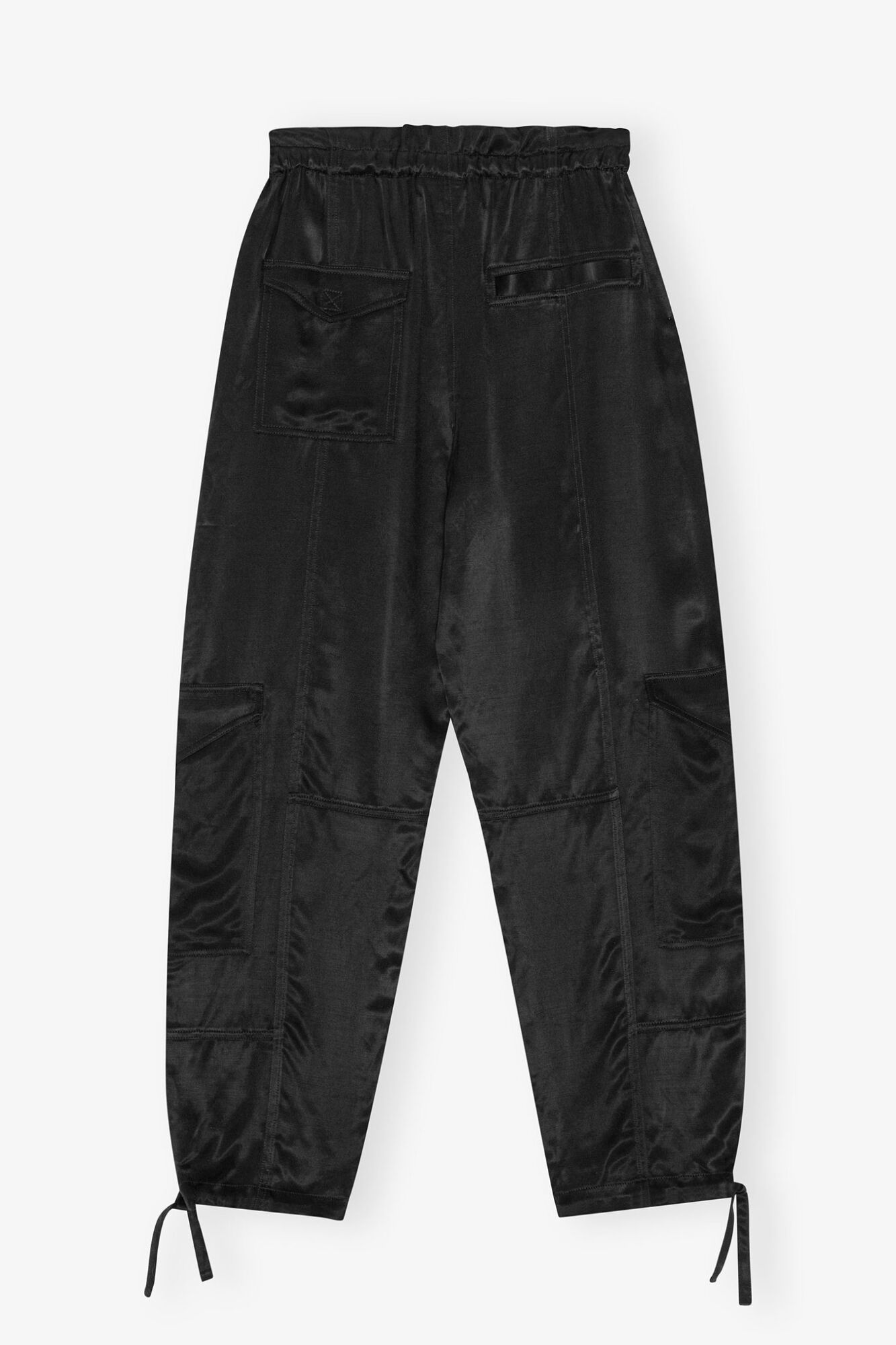 Black Washed Satin Pocket Pants - GANNI