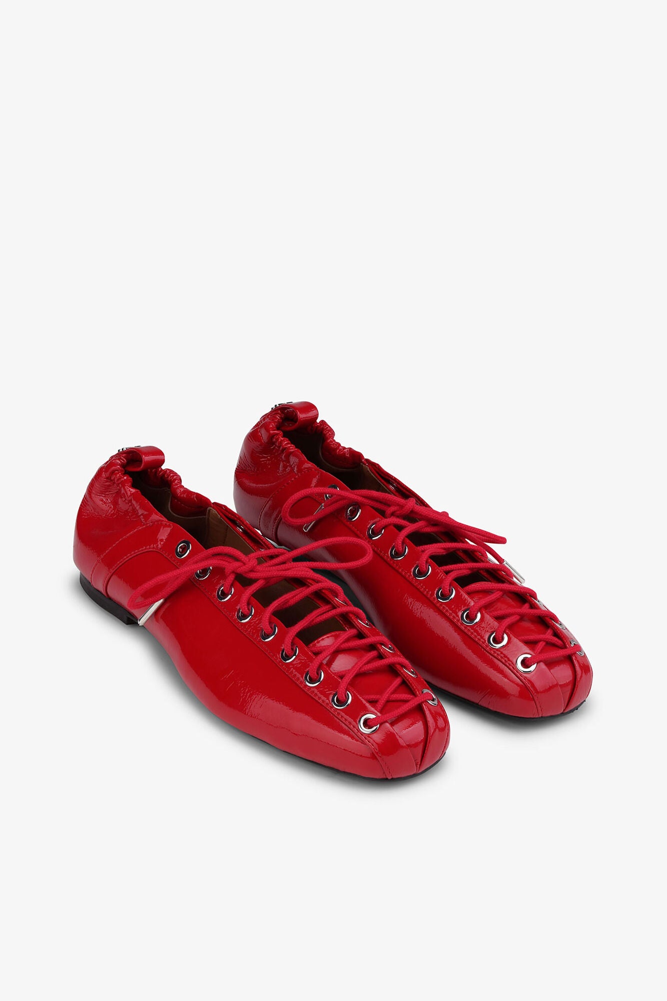Lace-Up Ballerinas in Red - GANNI