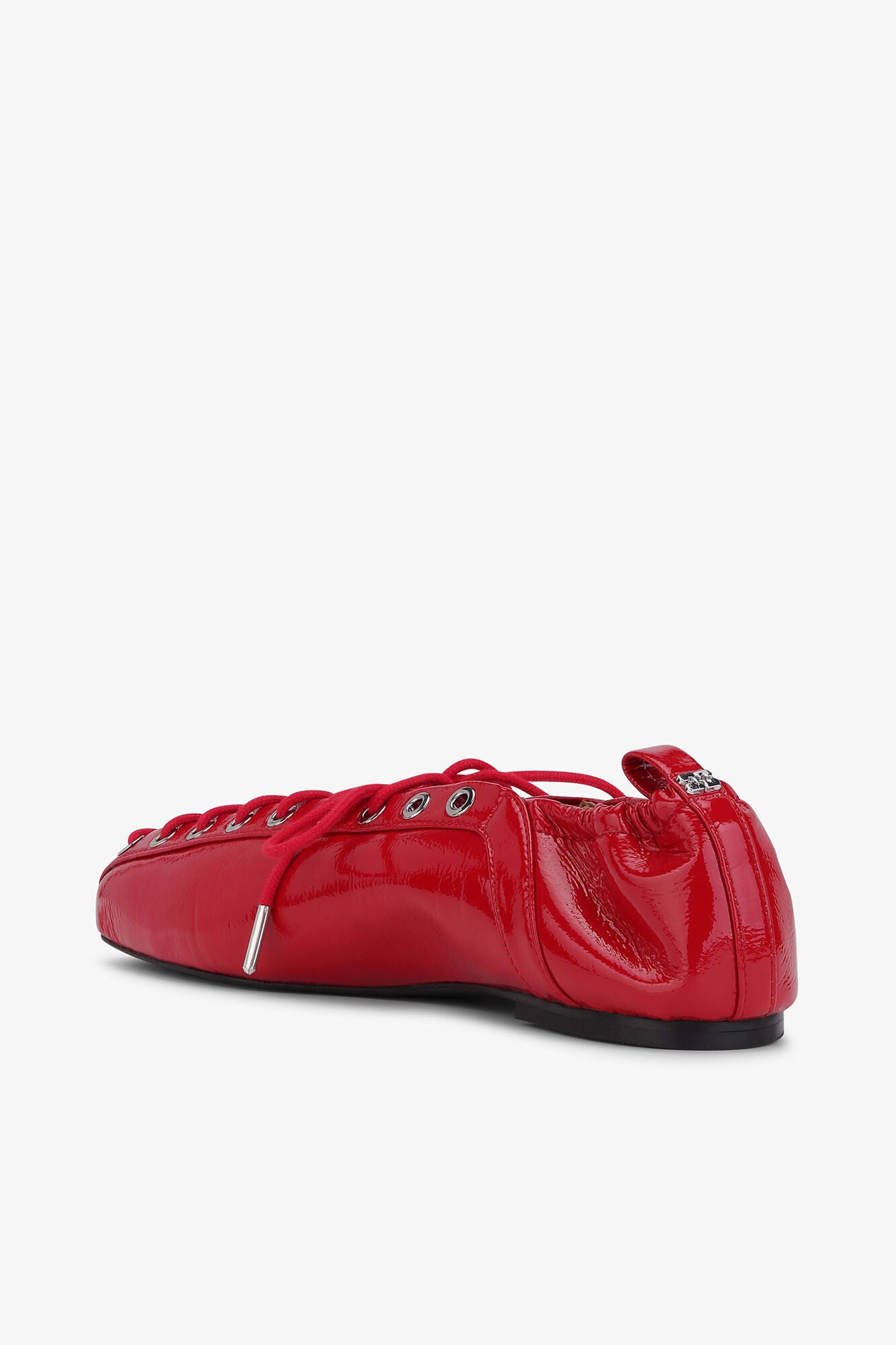 Lace-Up Ballerinas in Red - GANNI