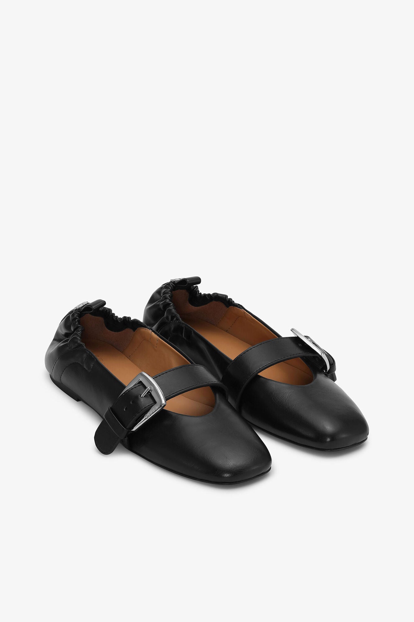 Buckle Strap Ballerinas in Black - GANNI