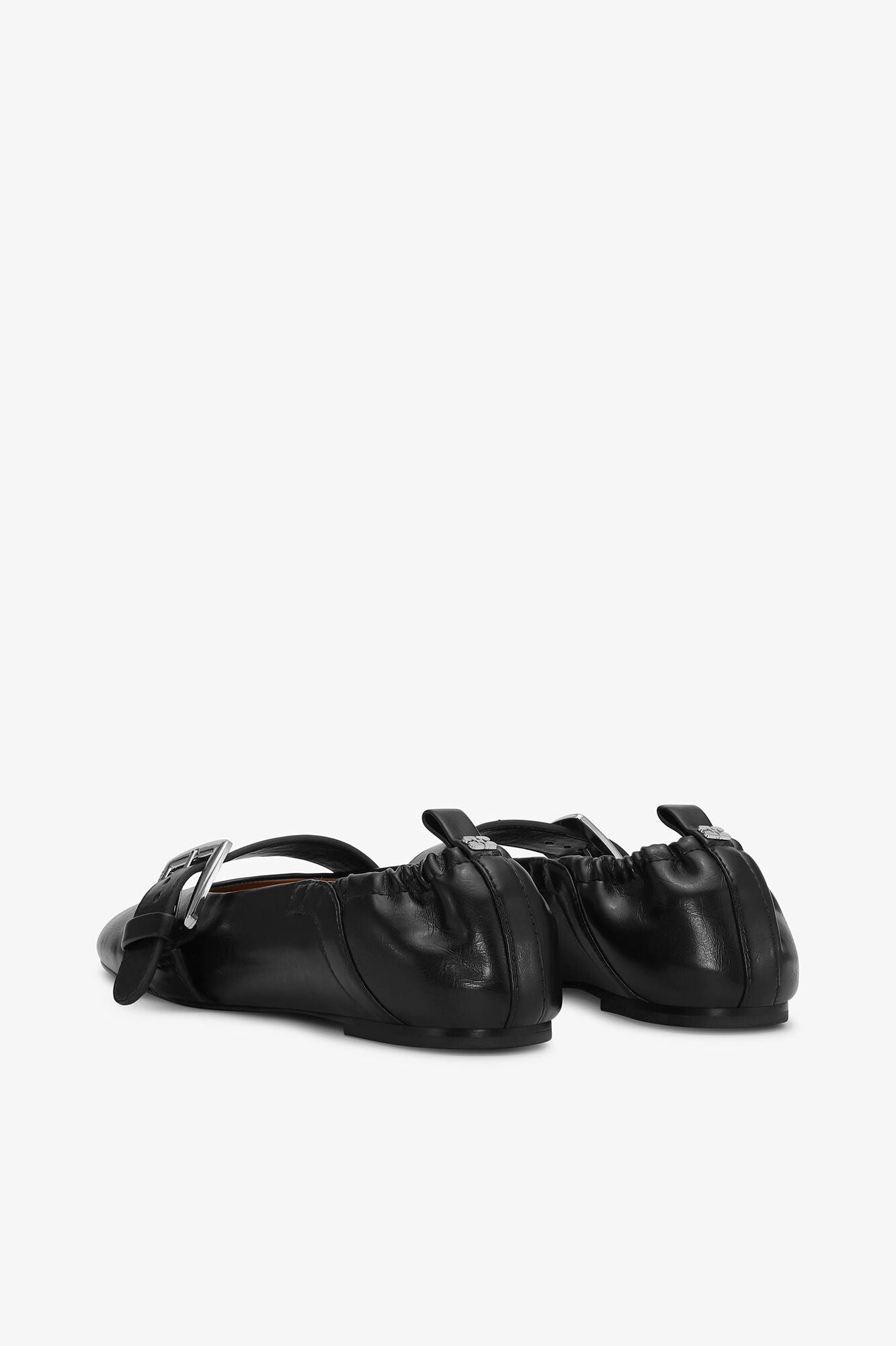 Buckle Strap Ballerinas in Black - GANNI