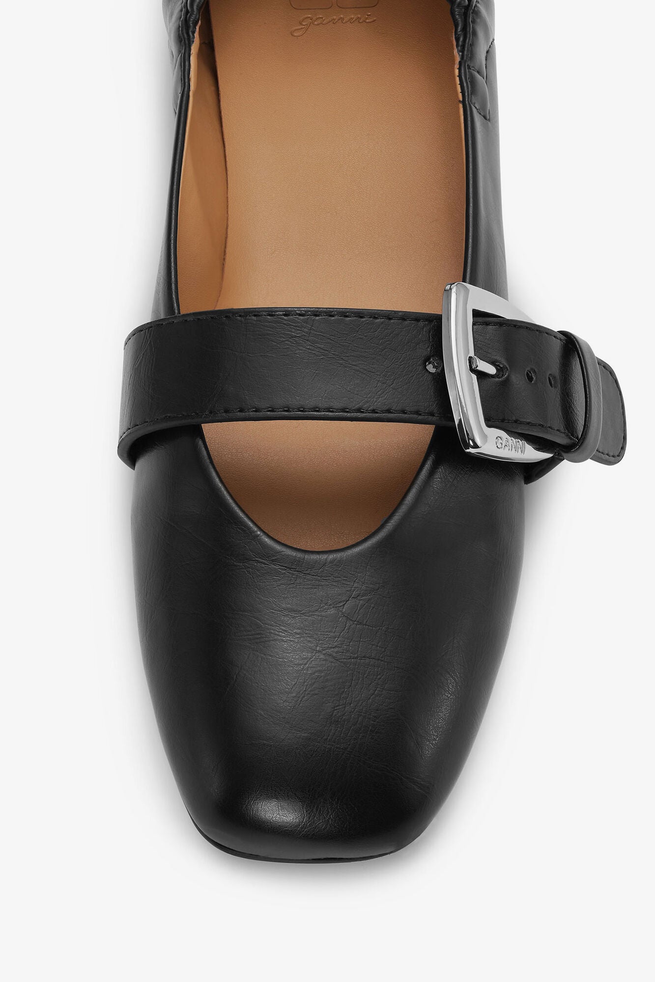Buckle Strap Ballerinas in Black - GANNI