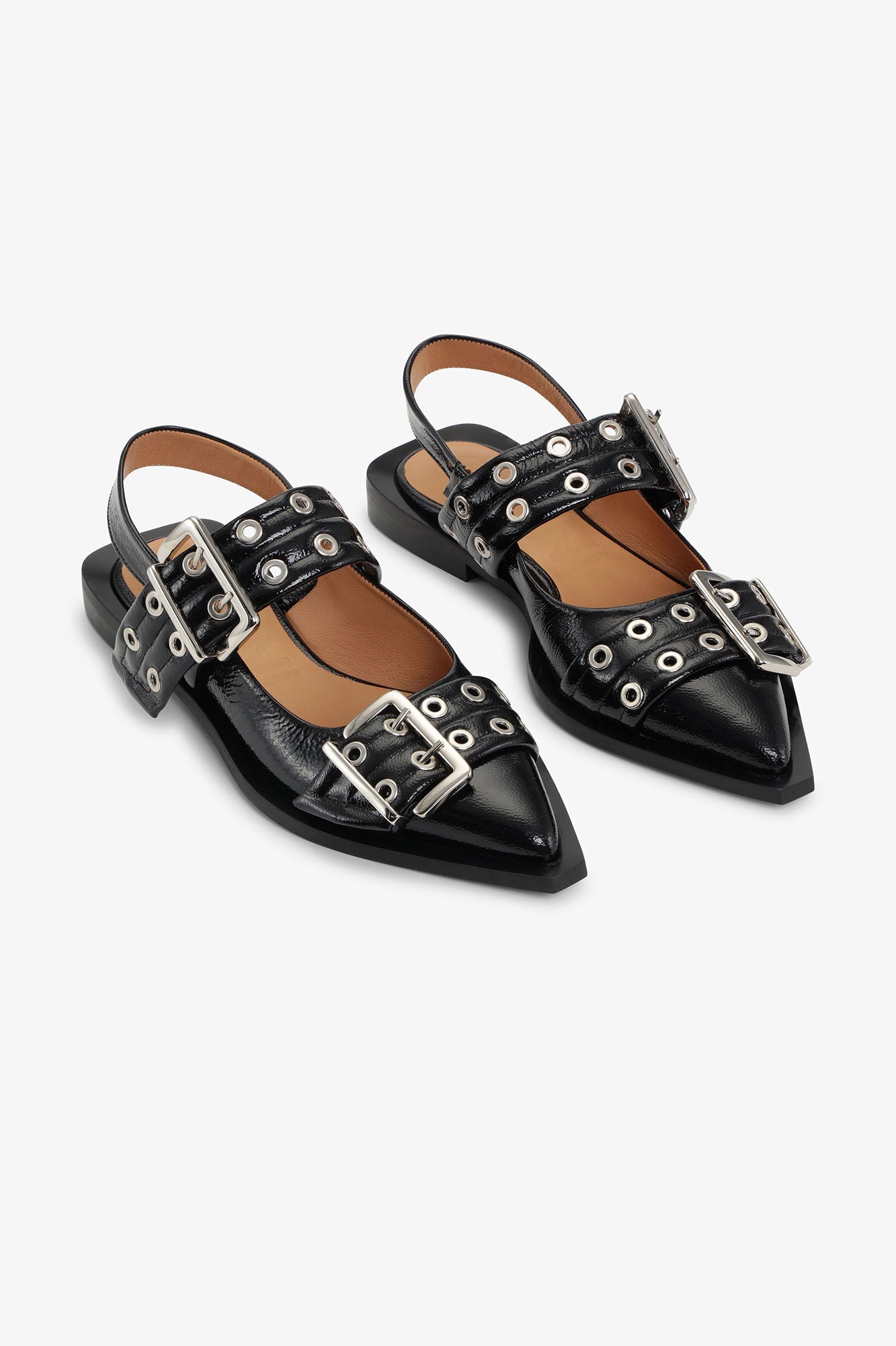 Feminine Buckle Ballerinas in Black - GANNI
