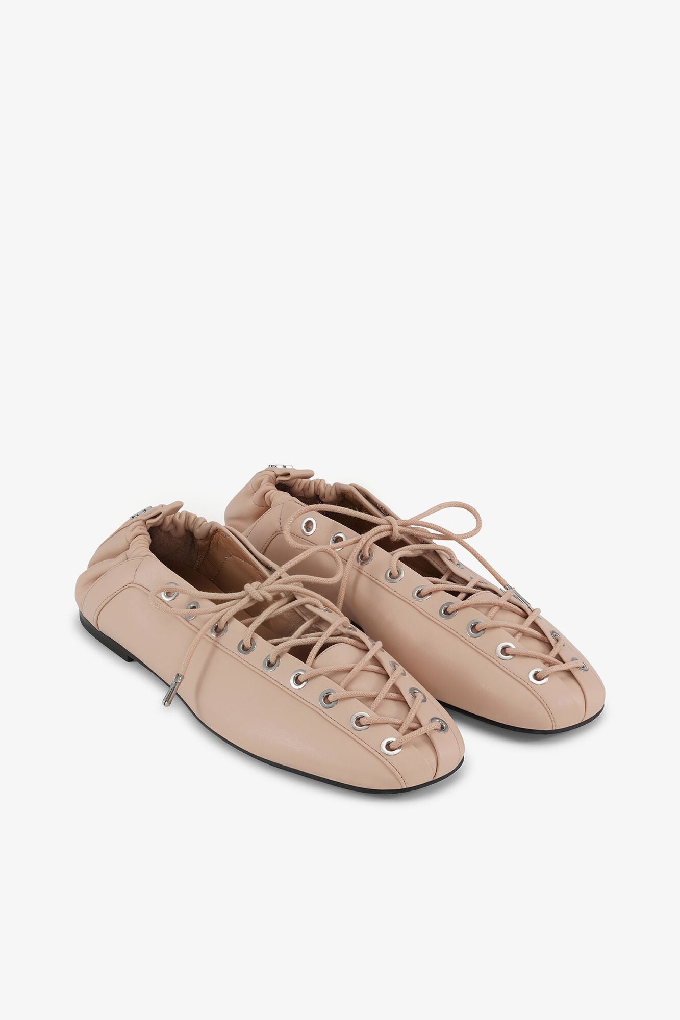 Lace-Up Ballerinas in Beige - GANNI