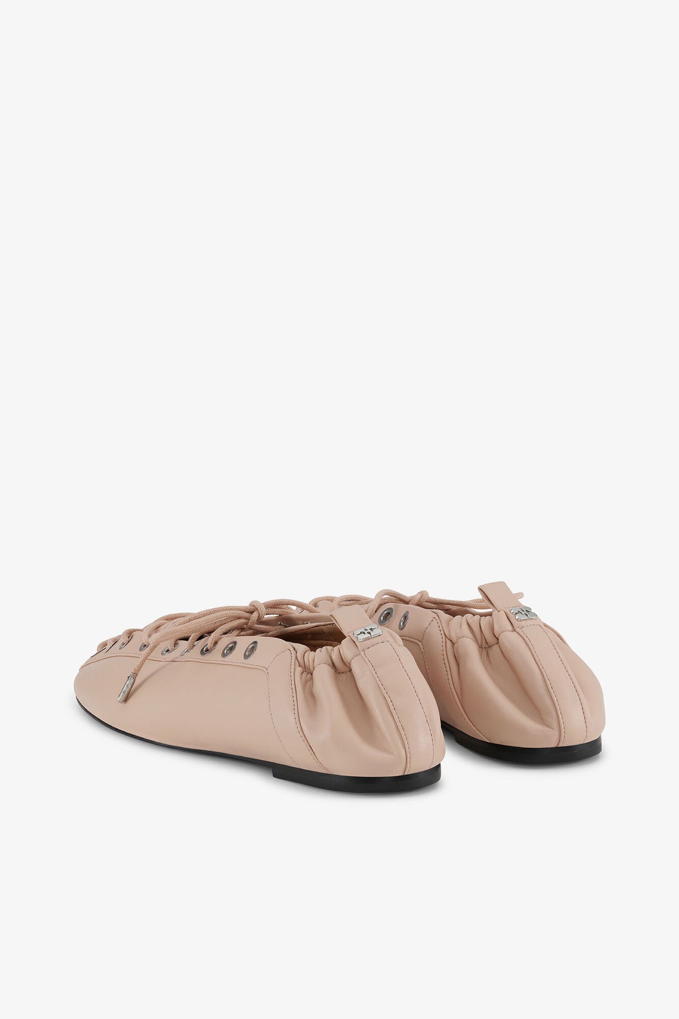 Lace-Up Ballerinas in Beige - GANNI
