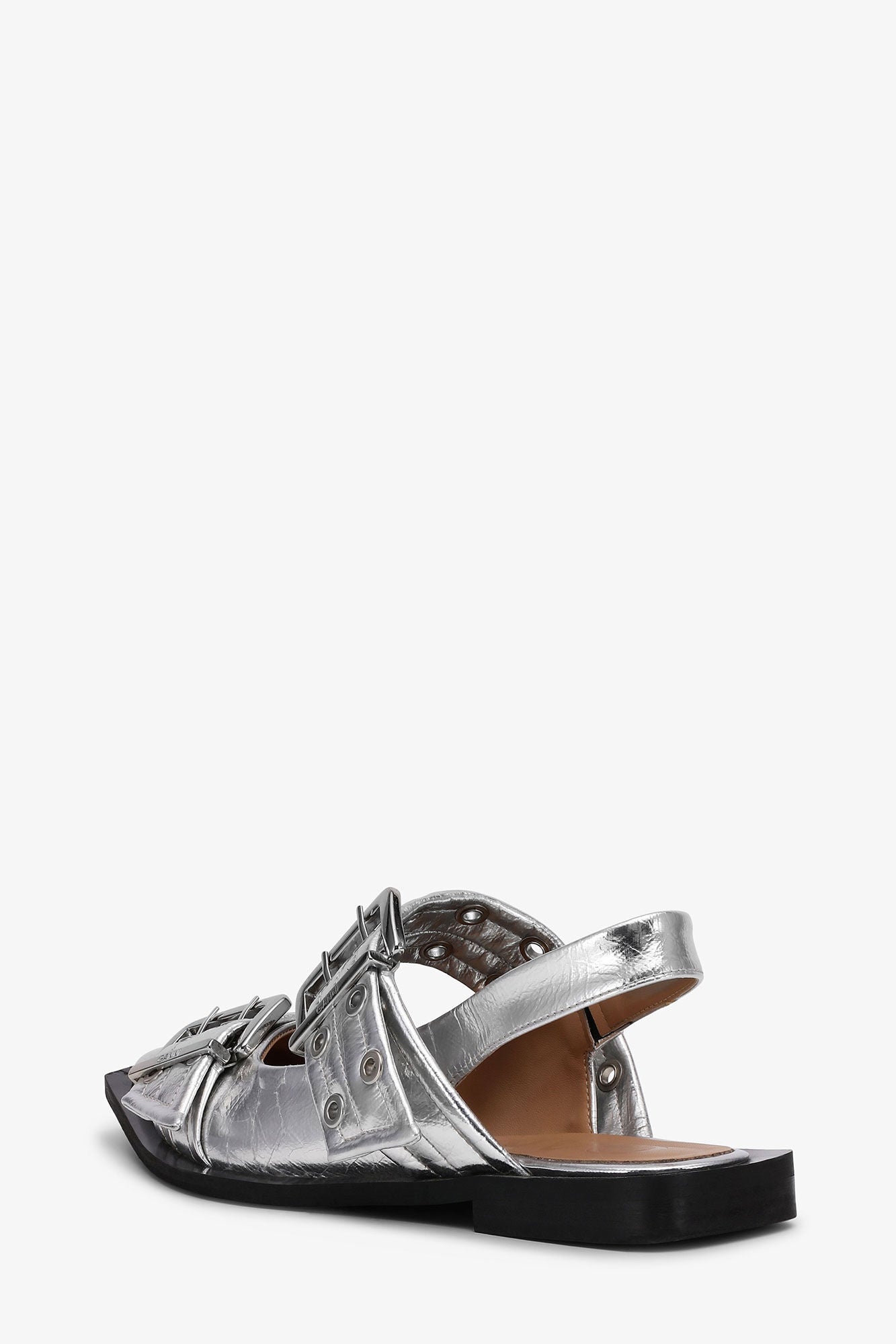 Feminine Buckle Ballerinas in Silver - GANNI