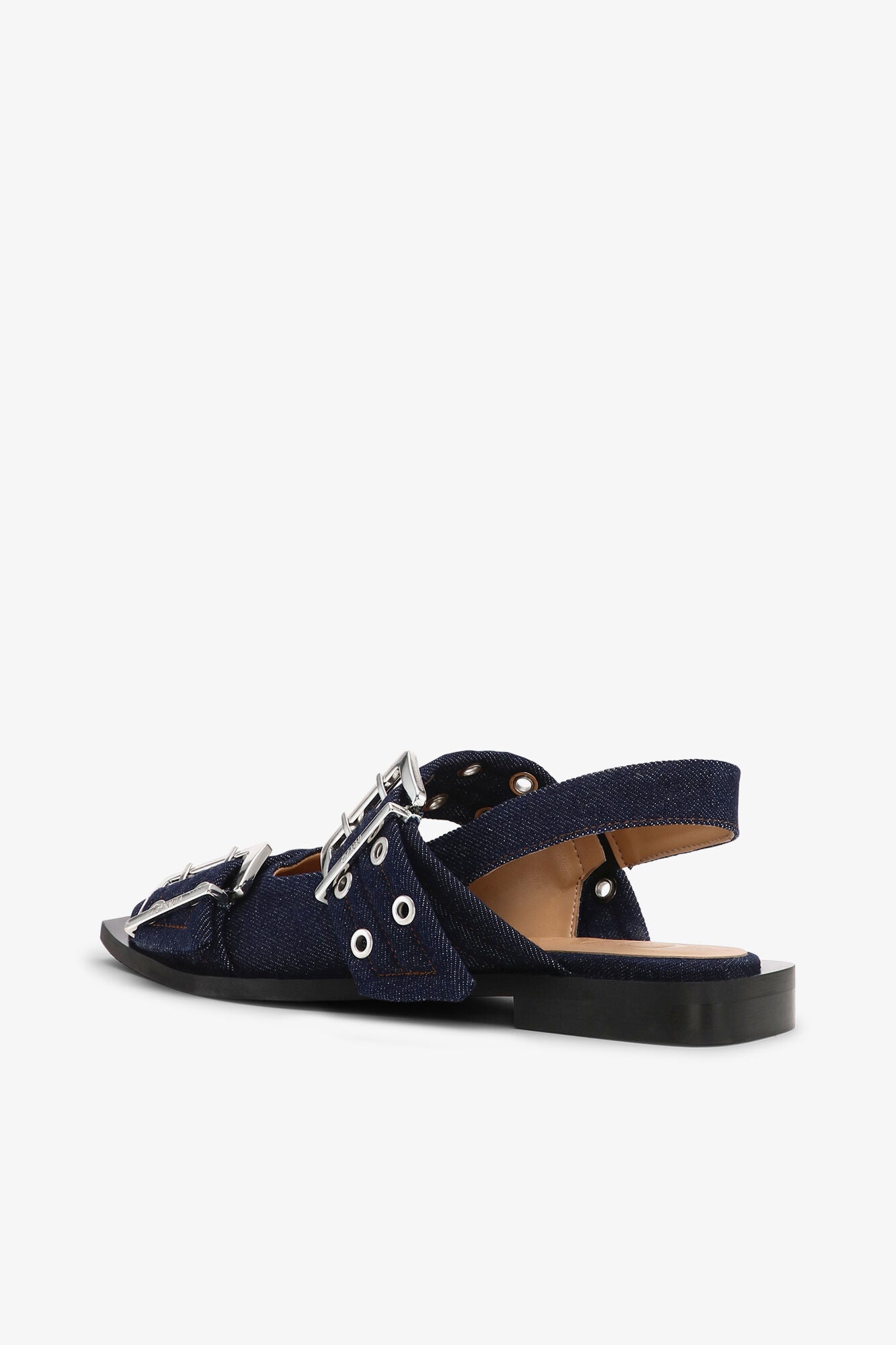 Denim Feminine Buckle Ballerinas - GANNI