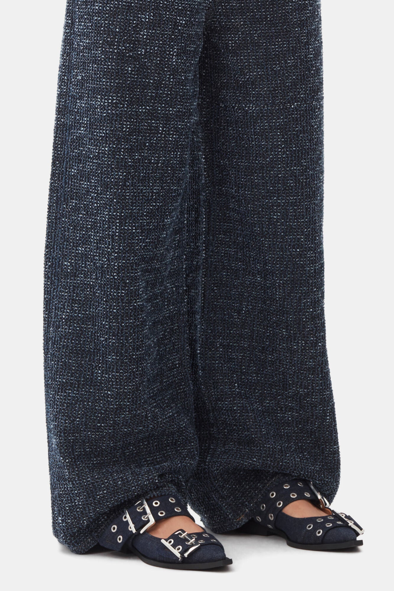 Denim Feminine Buckle Ballerinas - GANNI