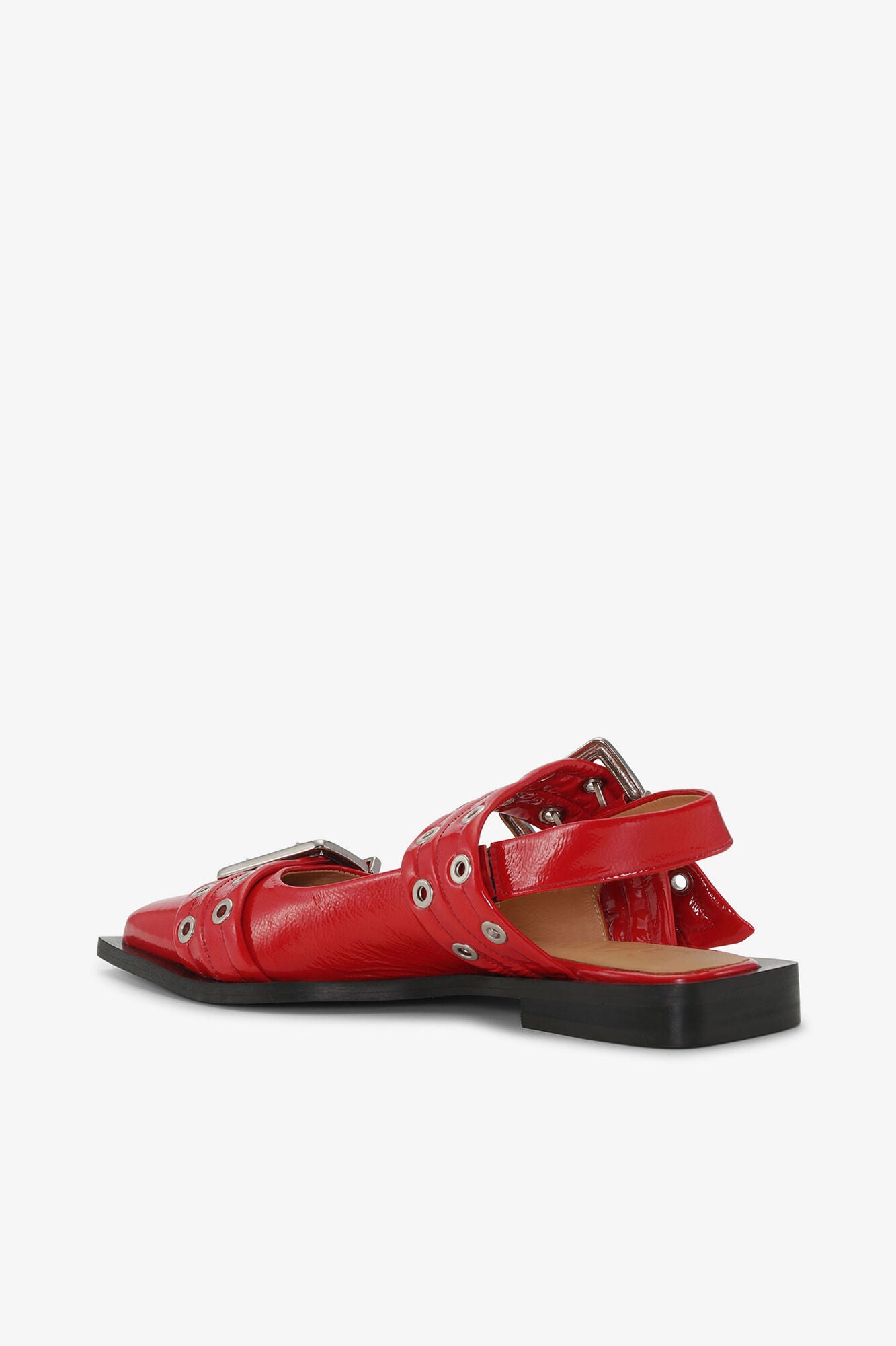 Feminine Buckle Ballerinas in Red - GANNI
