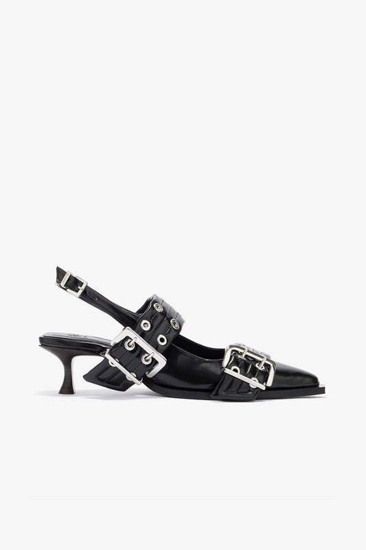 Feminine Buckle Heels in Black - GANNI