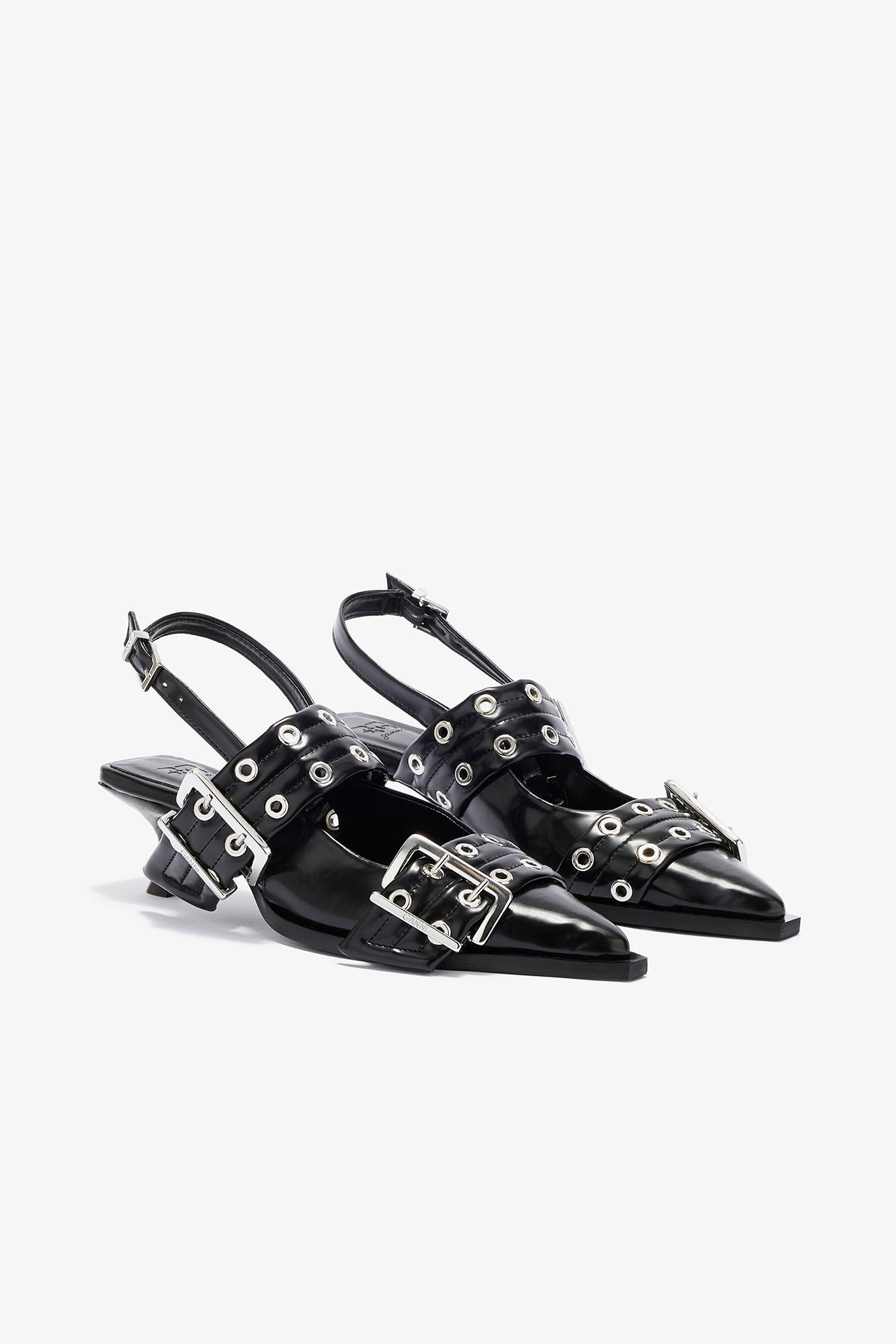 Feminine Buckle Heels in Black - GANNI