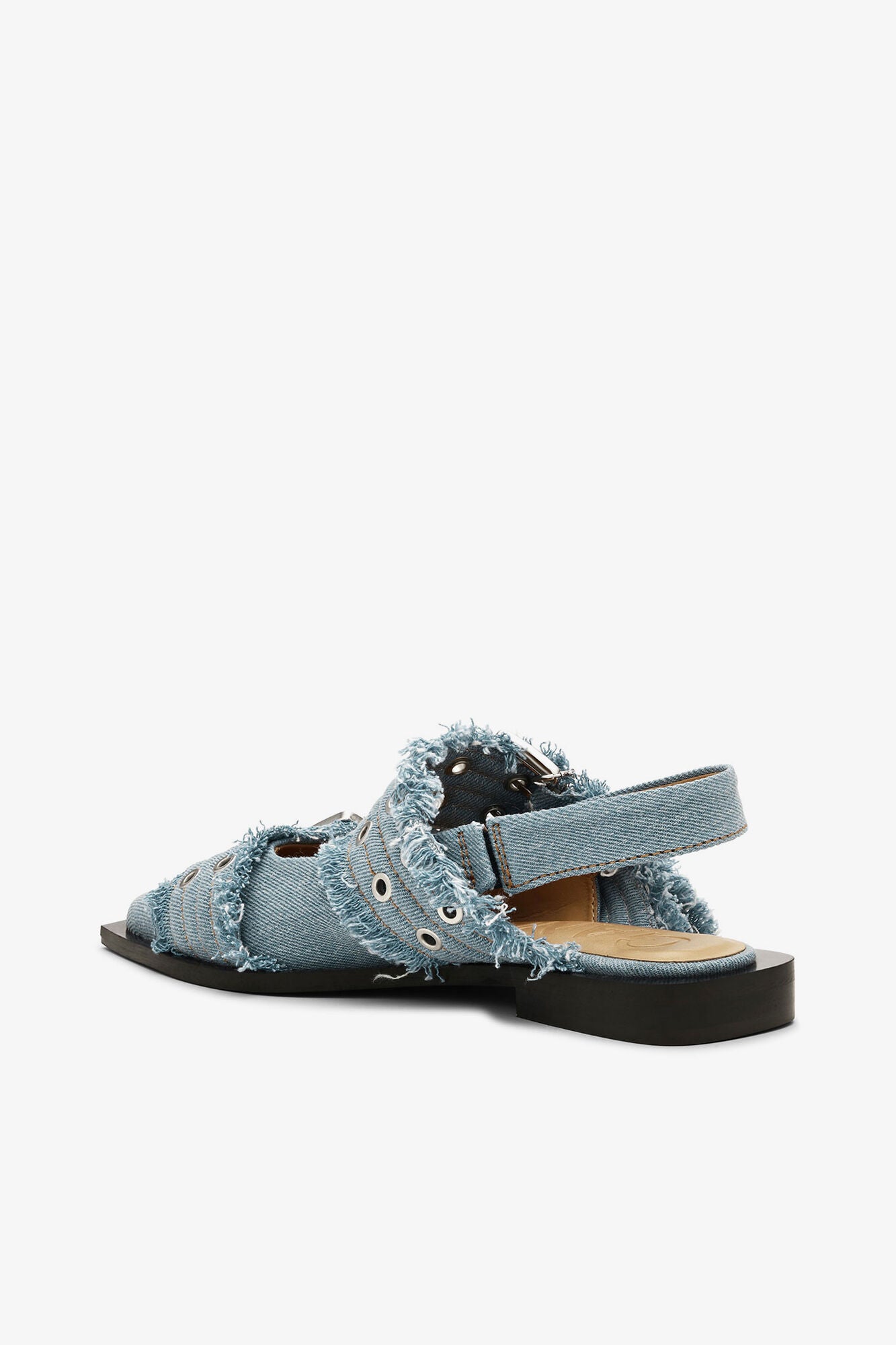 Feminine Buckle Ballerinas in Denim with Charms - GANNI