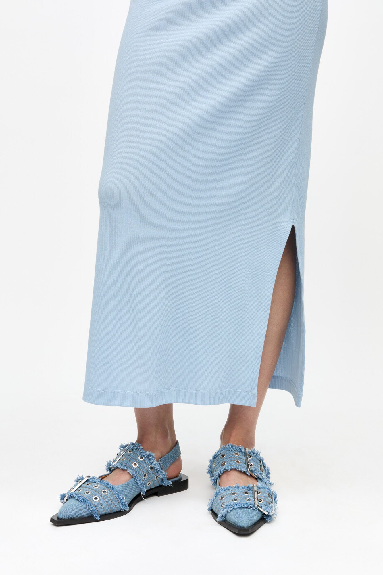 Feminine Buckle Ballerinas in Denim with Charms - GANNI