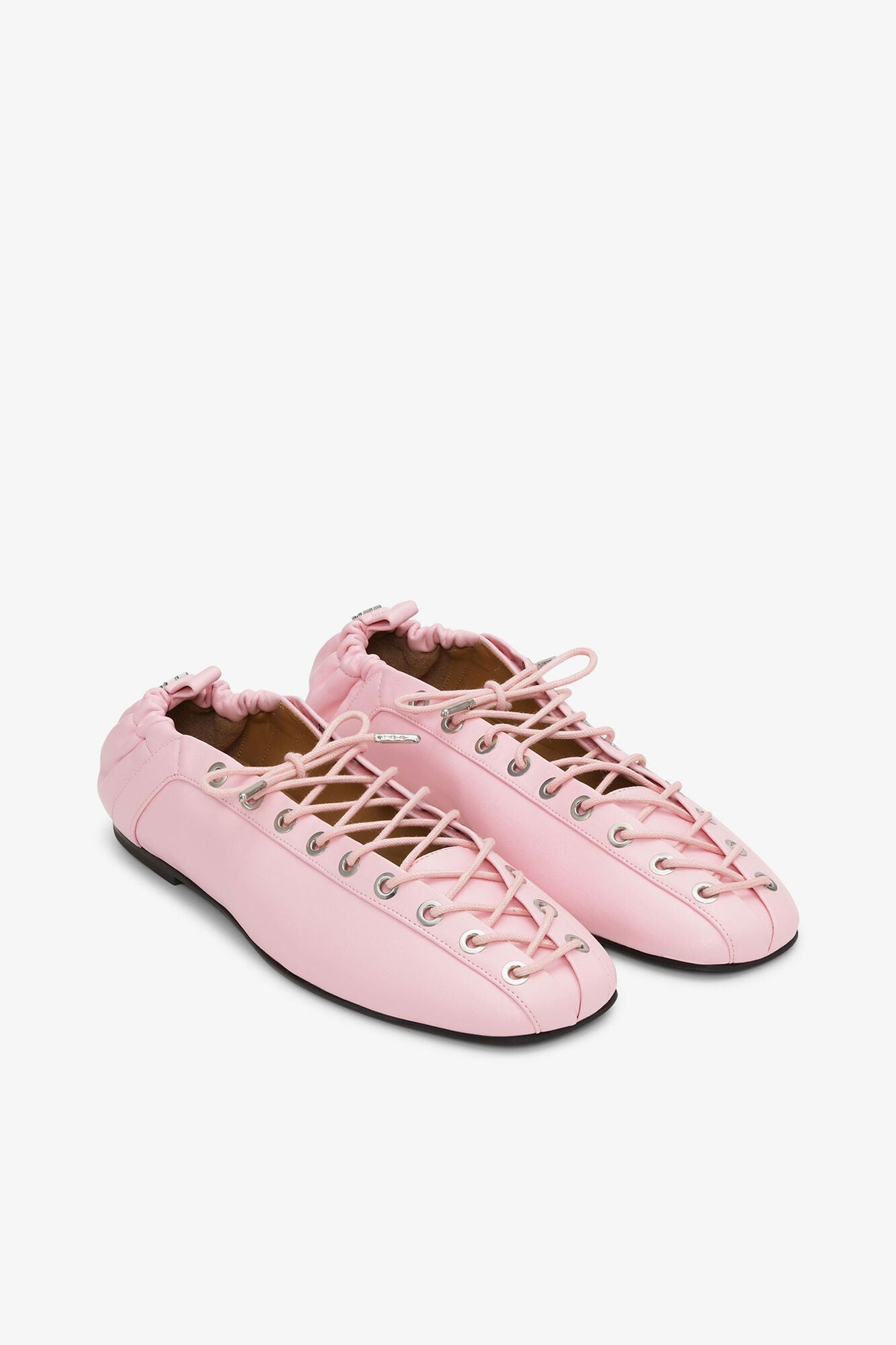Lace-Up Ballerinas in Rose - GANNI