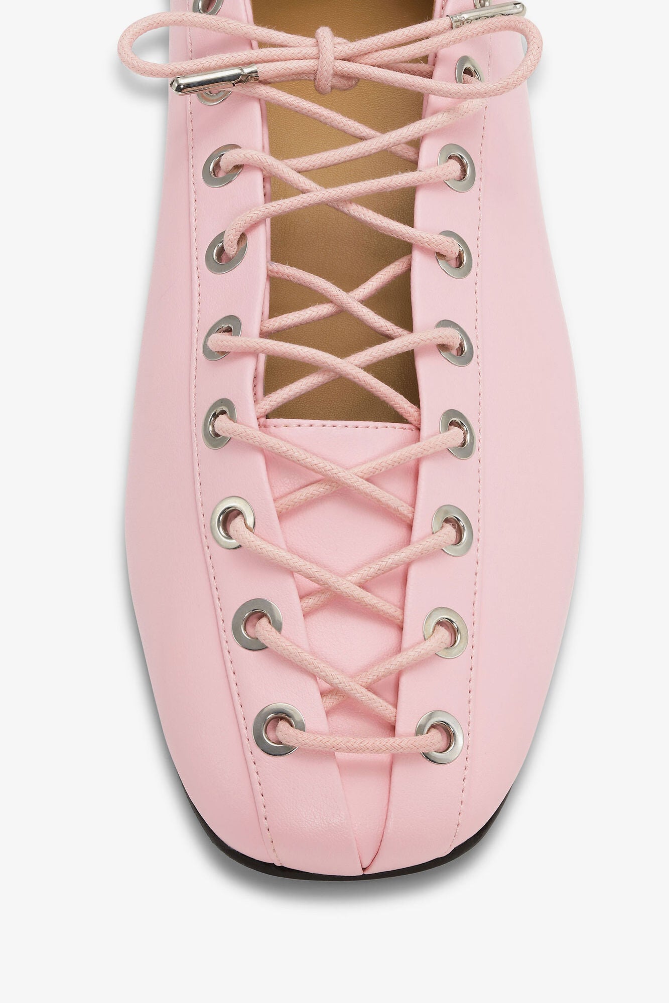 Lace-Up Ballerinas in Rose - GANNI
