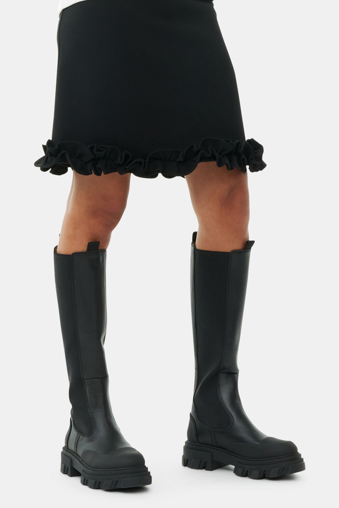 Cleated High Chelsea Boots in Black - GANNI