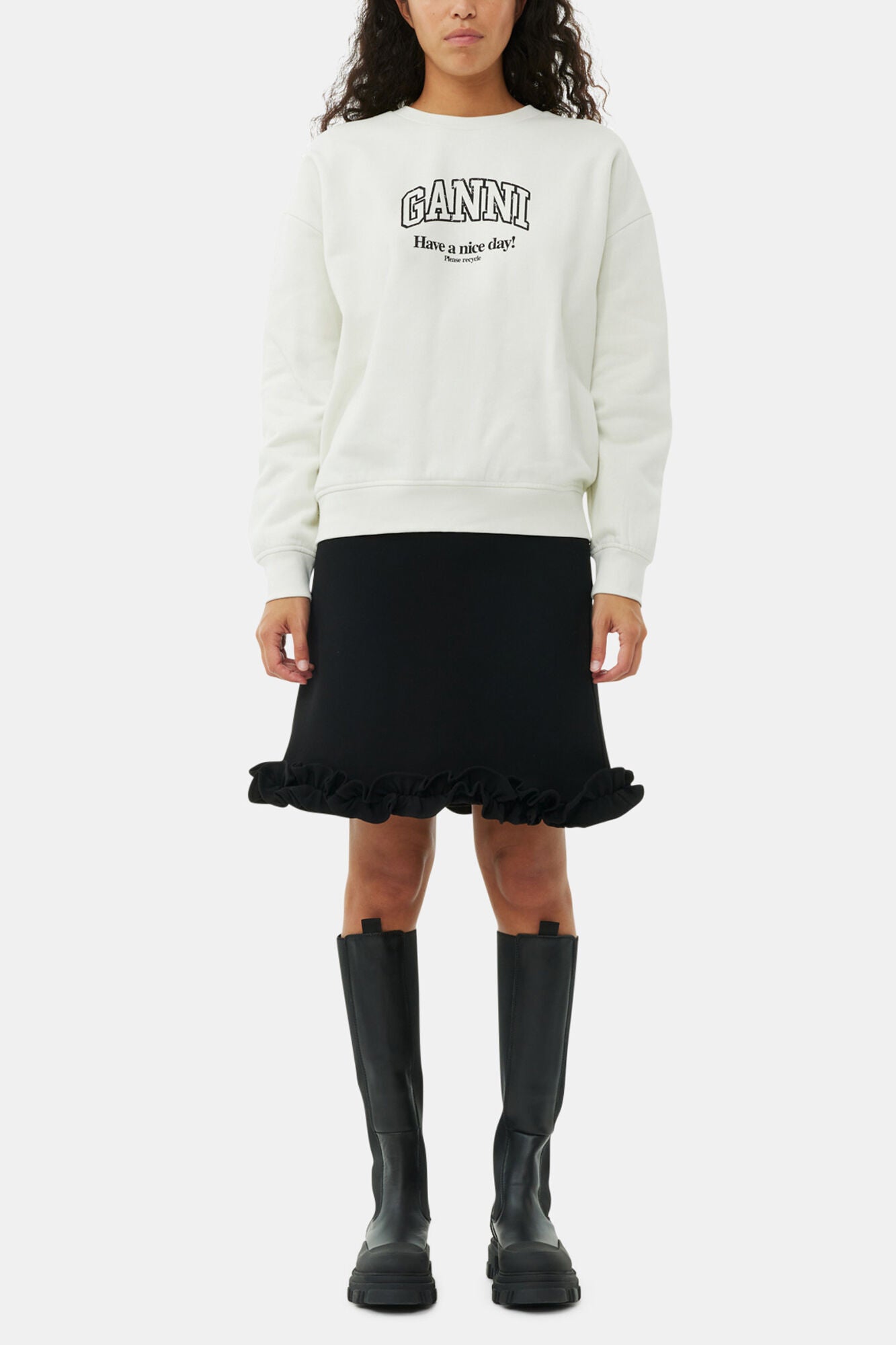 Cleated High Chelsea Boots in Black - GANNI