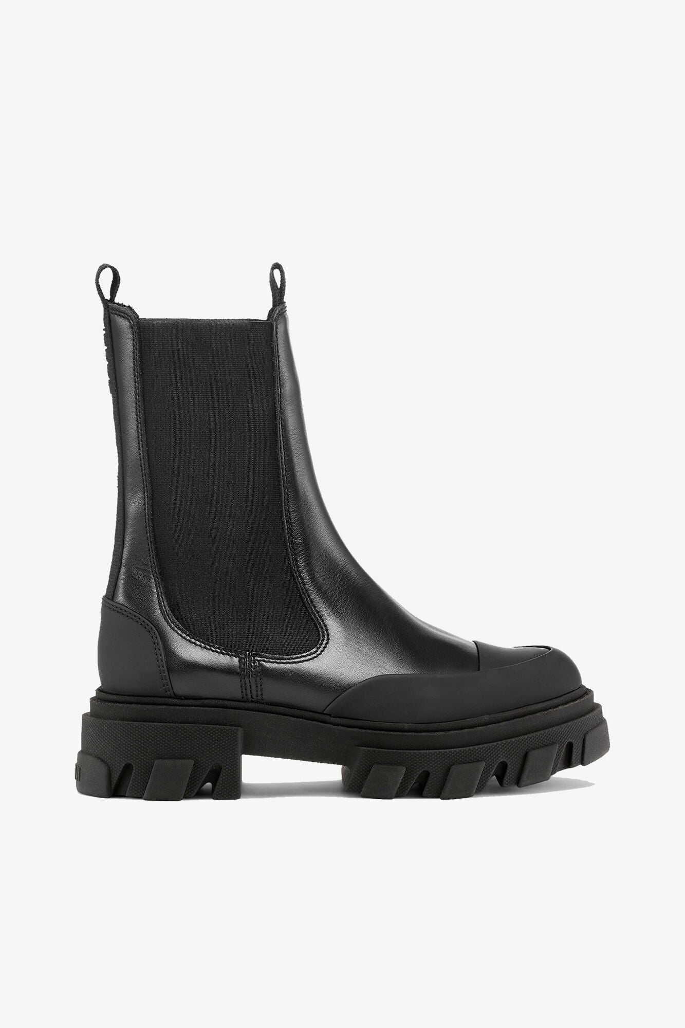 Cleated Mid Chelsea Boots in Black - GANNI