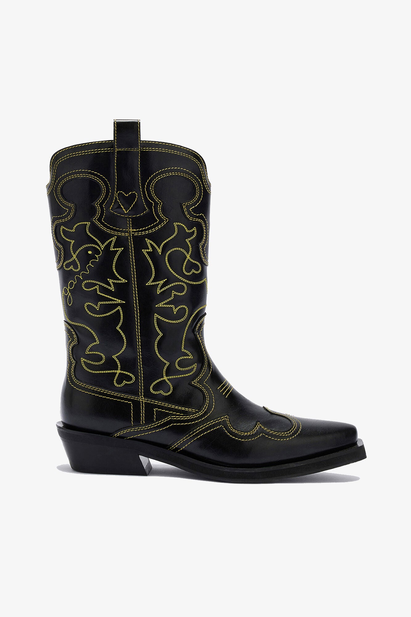 Mid Shaft Embroidered Western Boots - GANNI