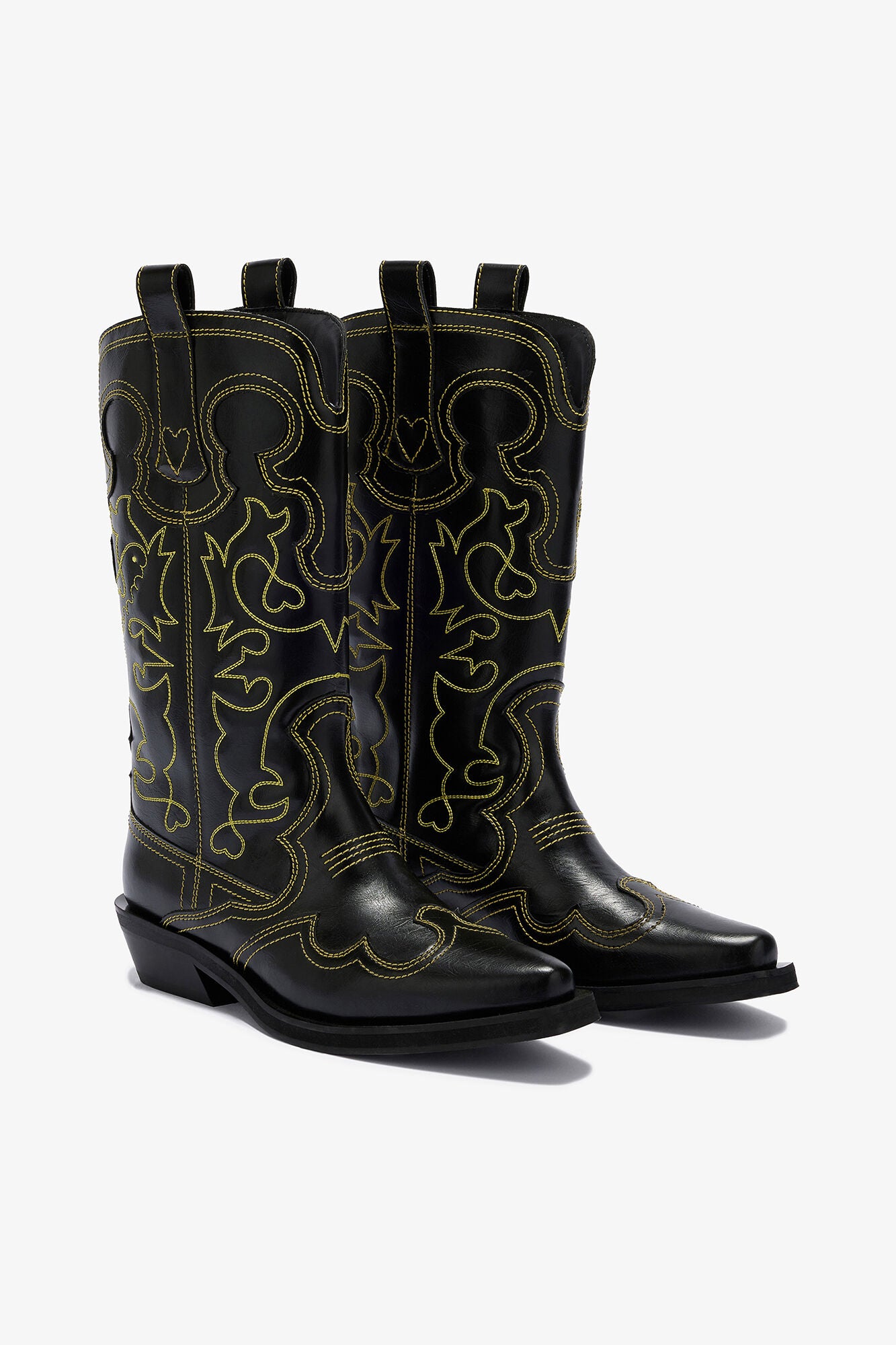 Mid Shaft Embroidered Western Boots - GANNI