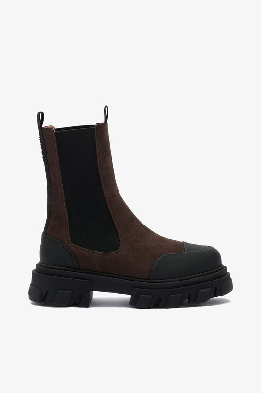 Cleated Mid Chelsea Boots in Brown - GANNI