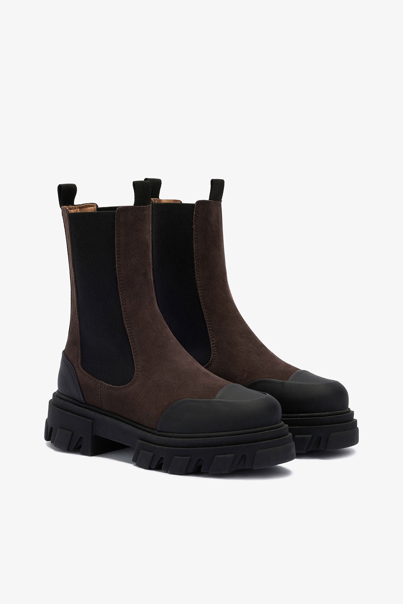 Cleated Mid Chelsea Boots in Brown - GANNI