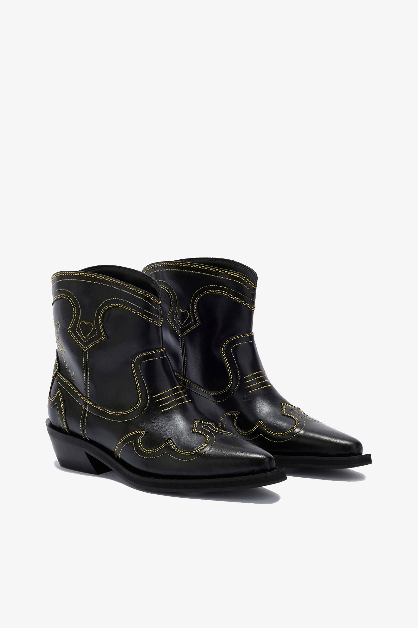 Low Shaft Embroidered Western Boots - GANNI