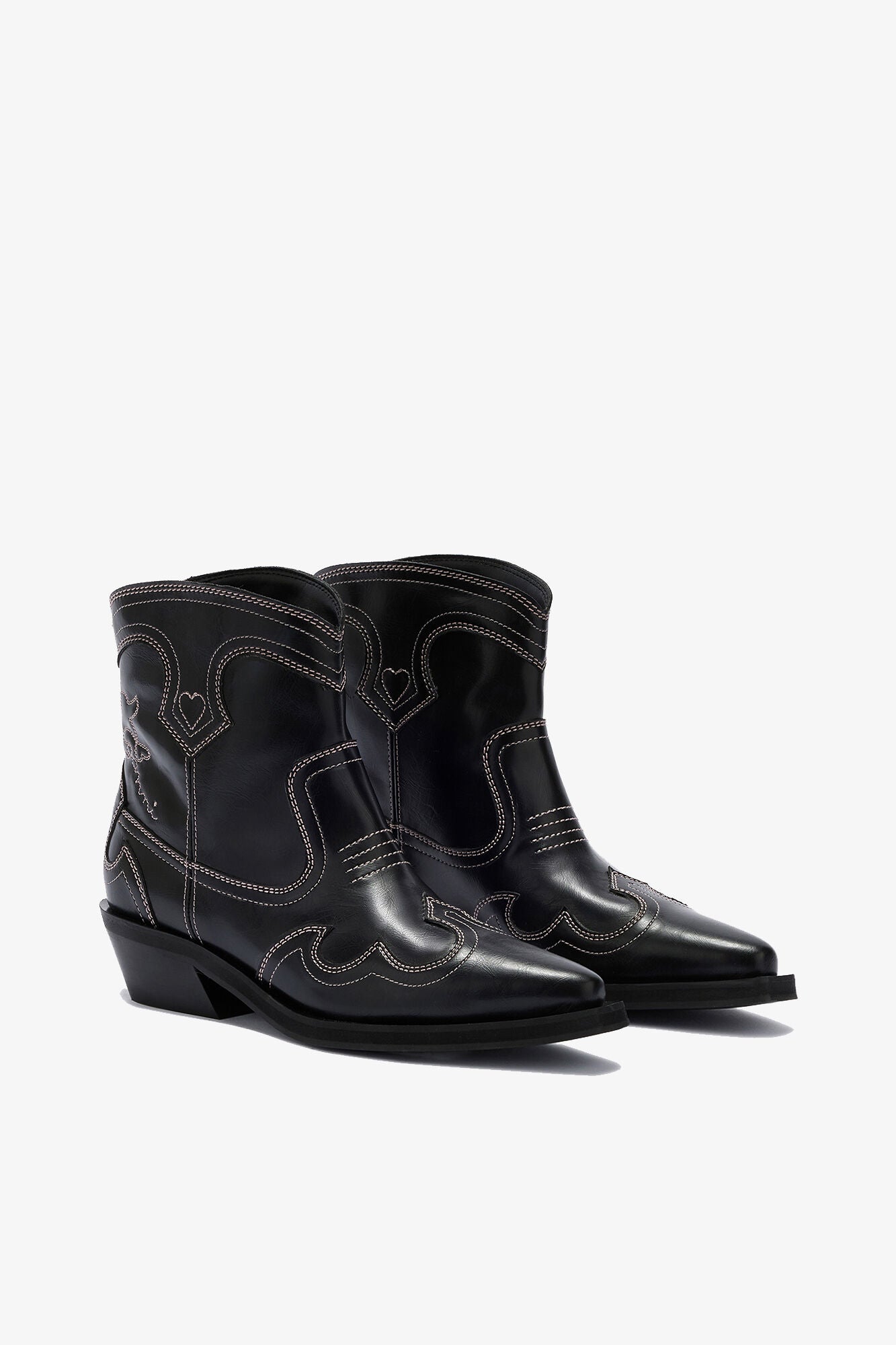 Low Shaft Embroidered Western Boots - GANNI