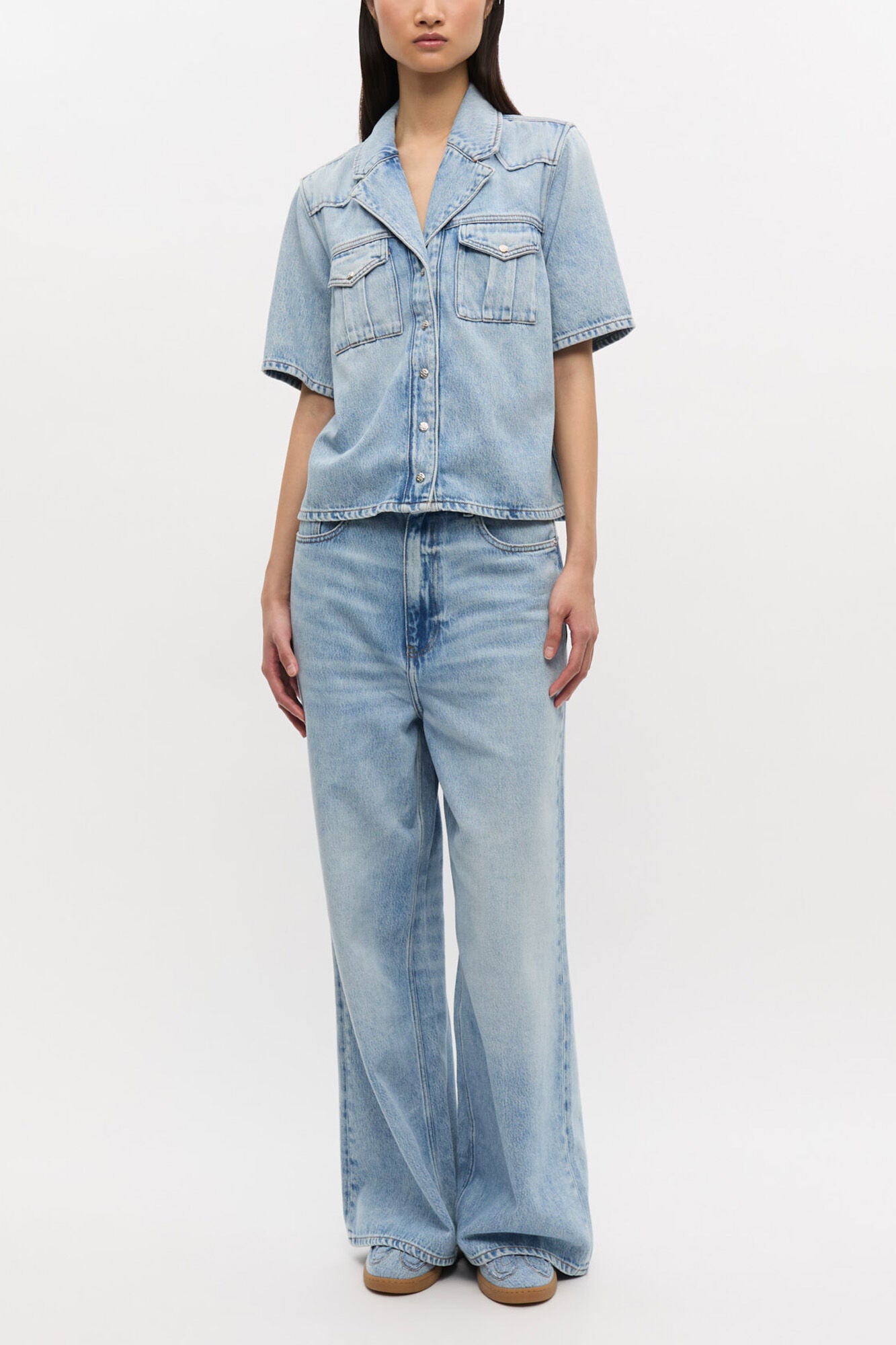 08 Denim Raw Edge Sneakers - GANNI