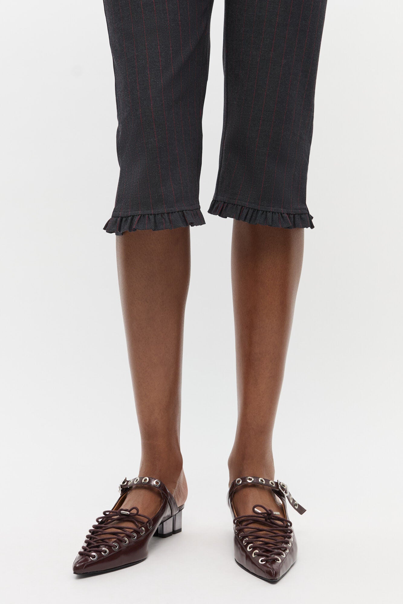 Lace-Up Mules in Brown Oleatex - GANNI