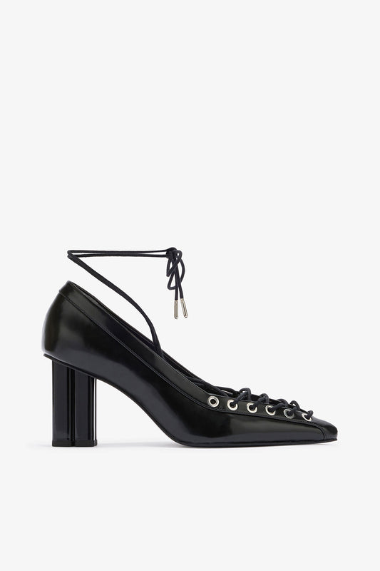 Lace Up Butterfly High Pump in Black - GANNI