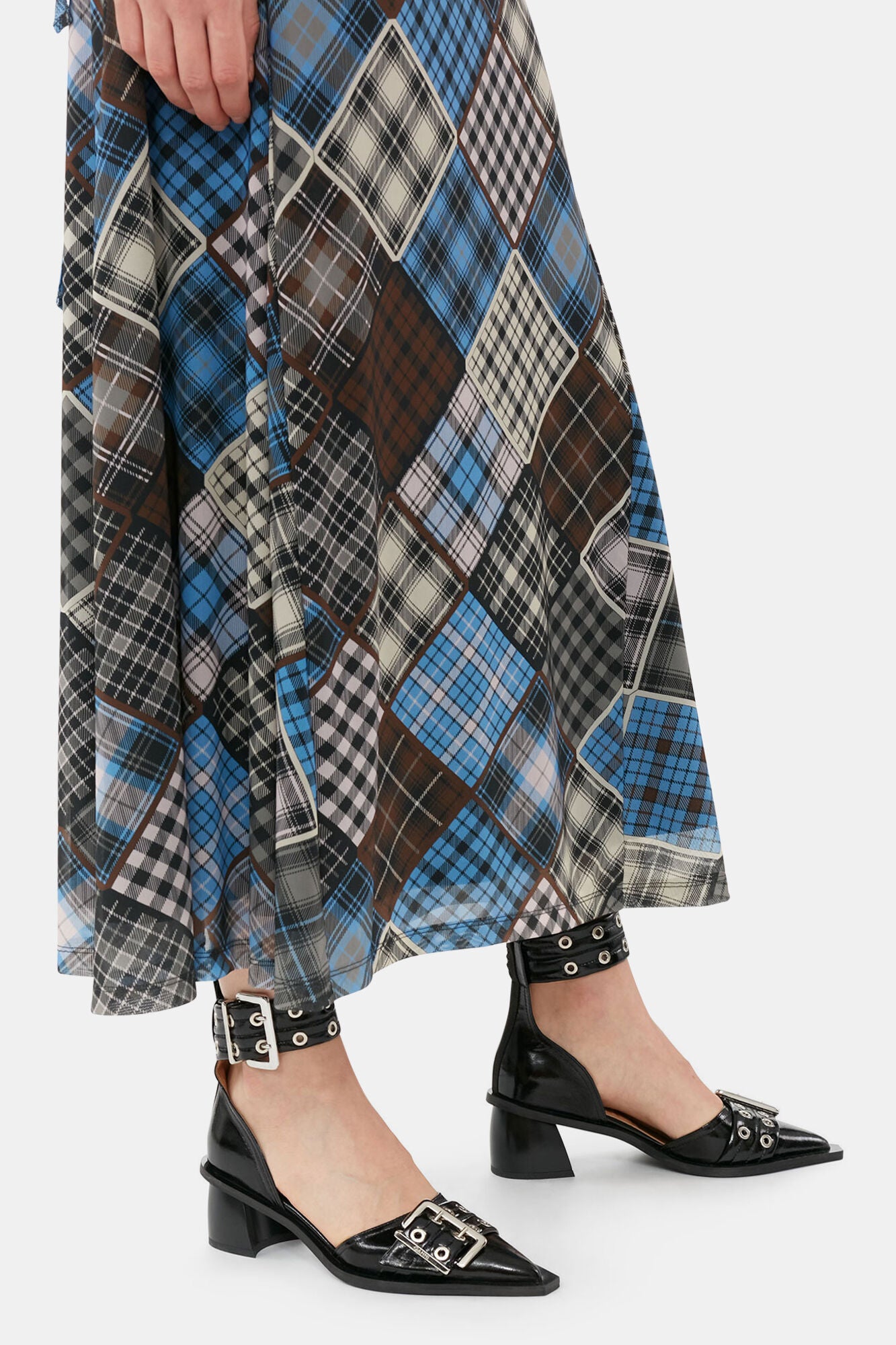 Black Chunky Buckle Open Cut Pumps - GANNI