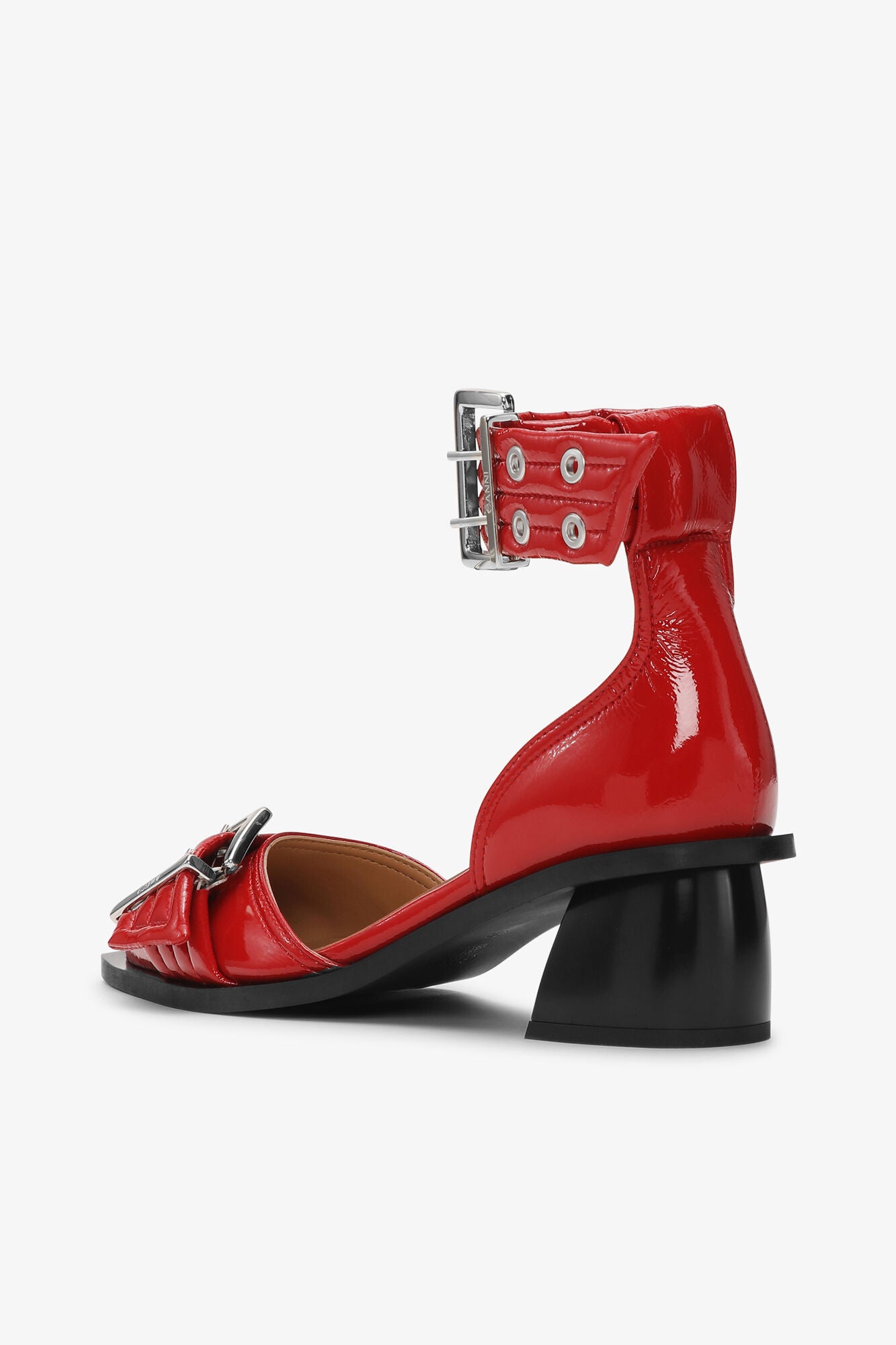 Red Feminine Buckle Open Cut Pumps - GANNI