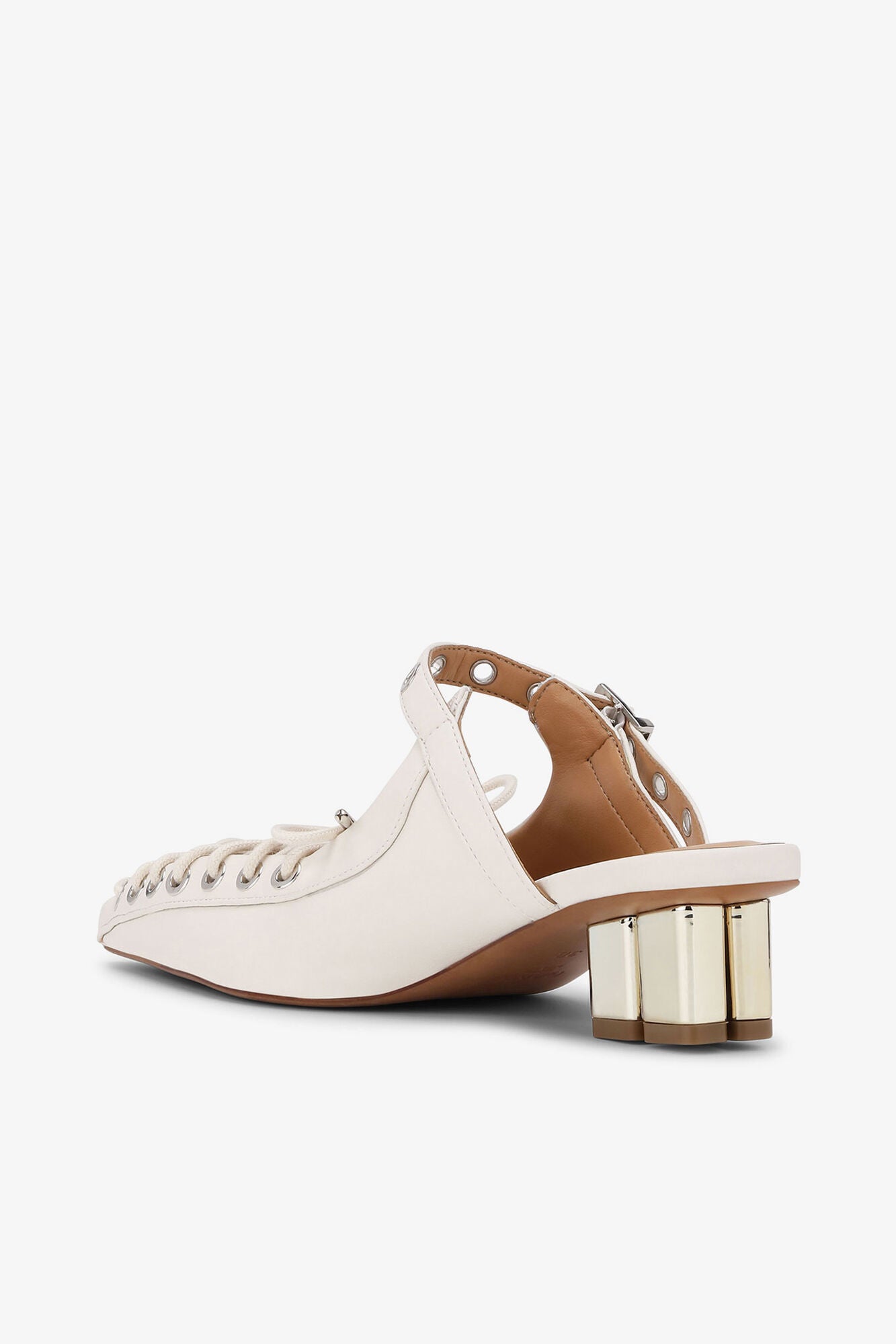 Lace-Up Mules in Ivory - GANNI