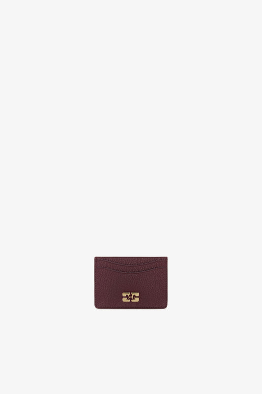 Port Royale Bou Card Holder in Grained Burgundy - GANNI