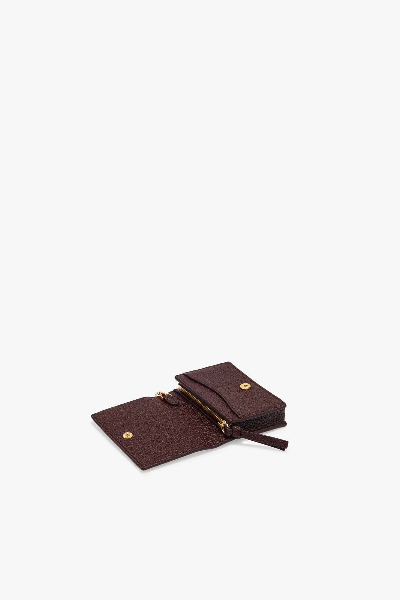 Chicory Coffee Card Holder With Flap in Grained Brown - GANNI