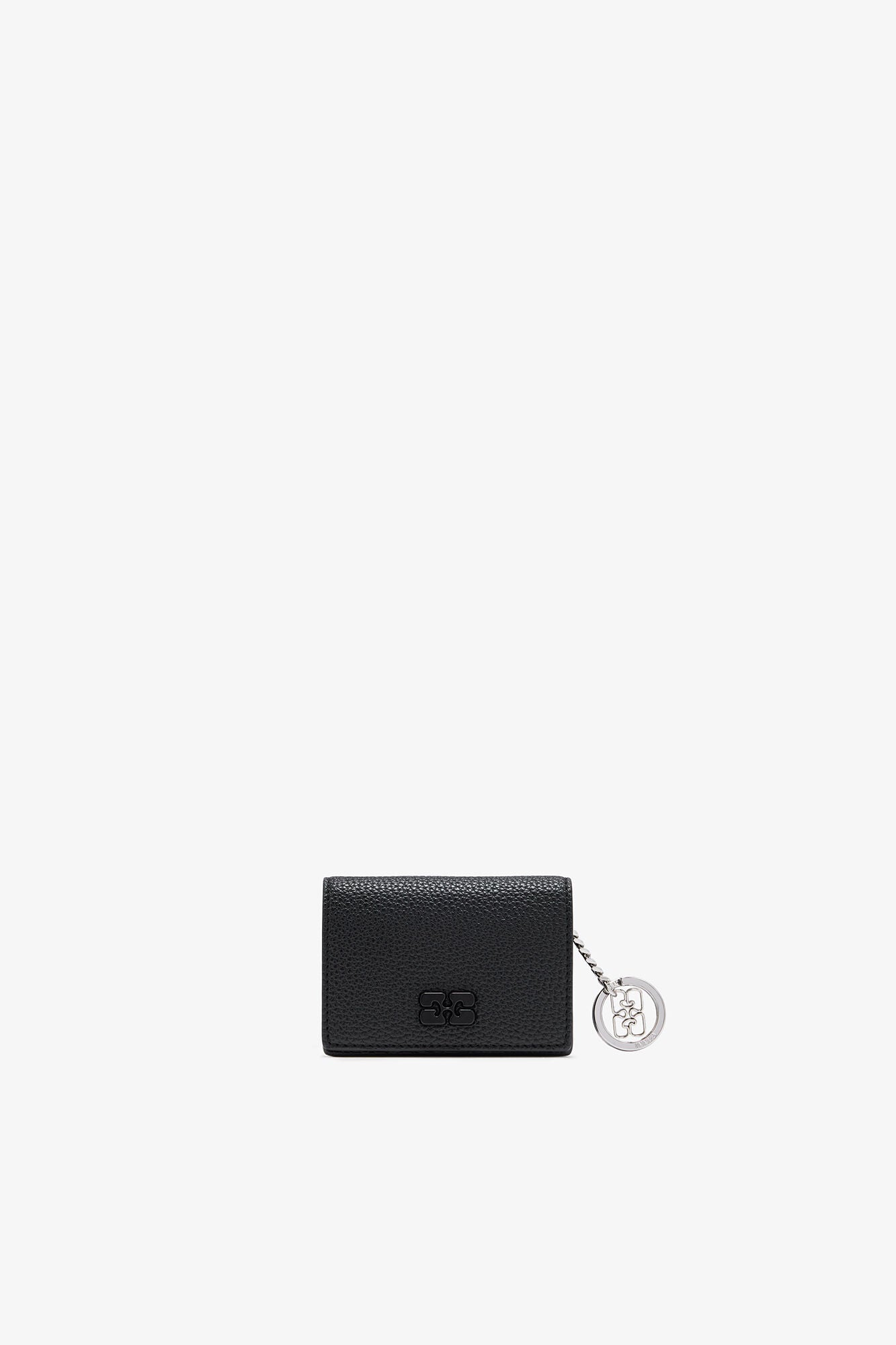Black Card Holder With Flap in Grained Black - GANNI