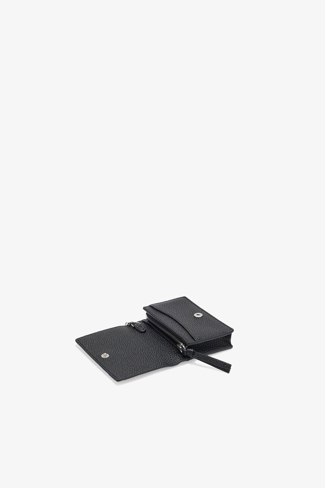 Black Card Holder With Flap in Grained Black - GANNI