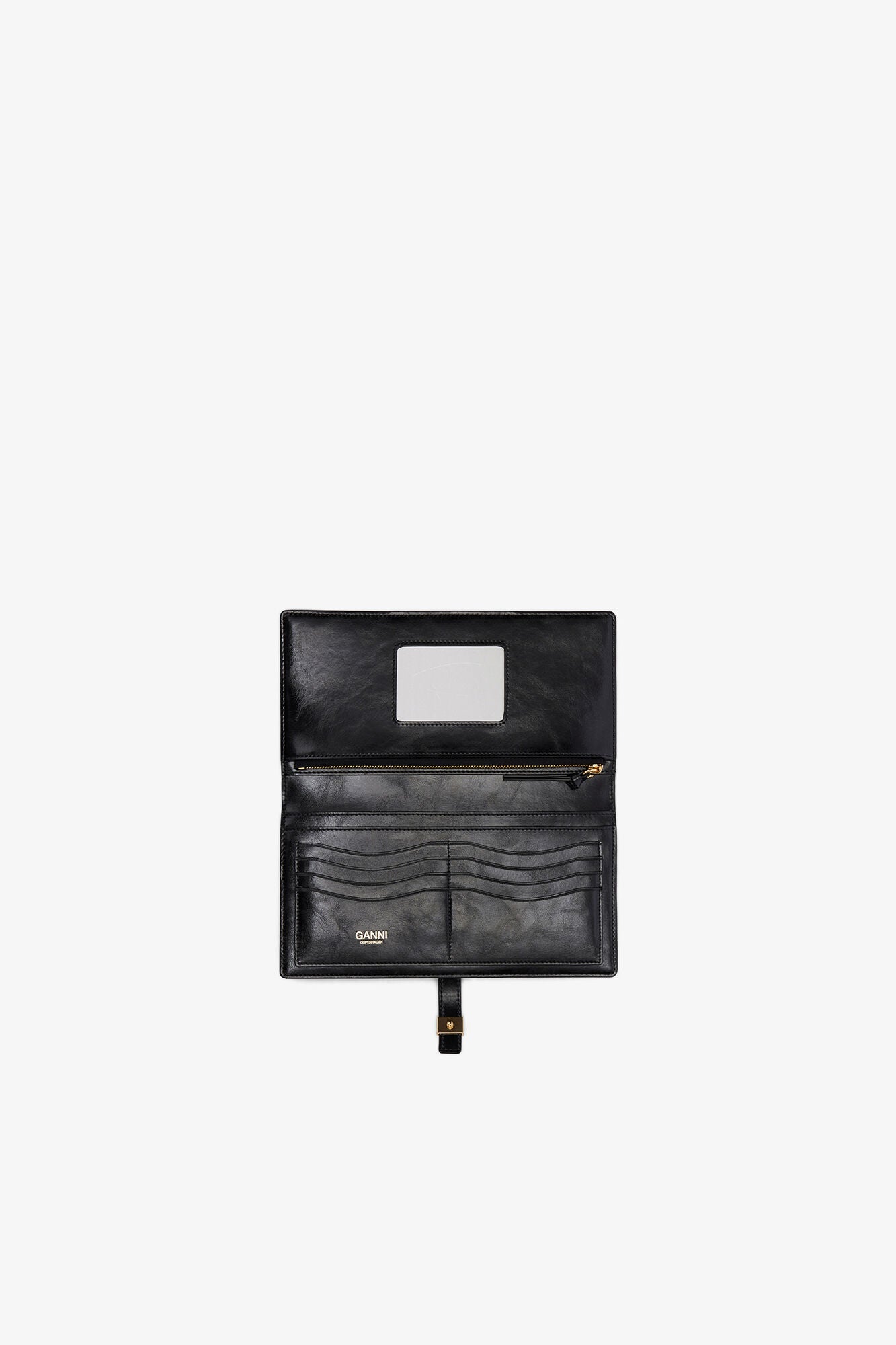 Black Sue Slim Long Wallet in Black - GANNI