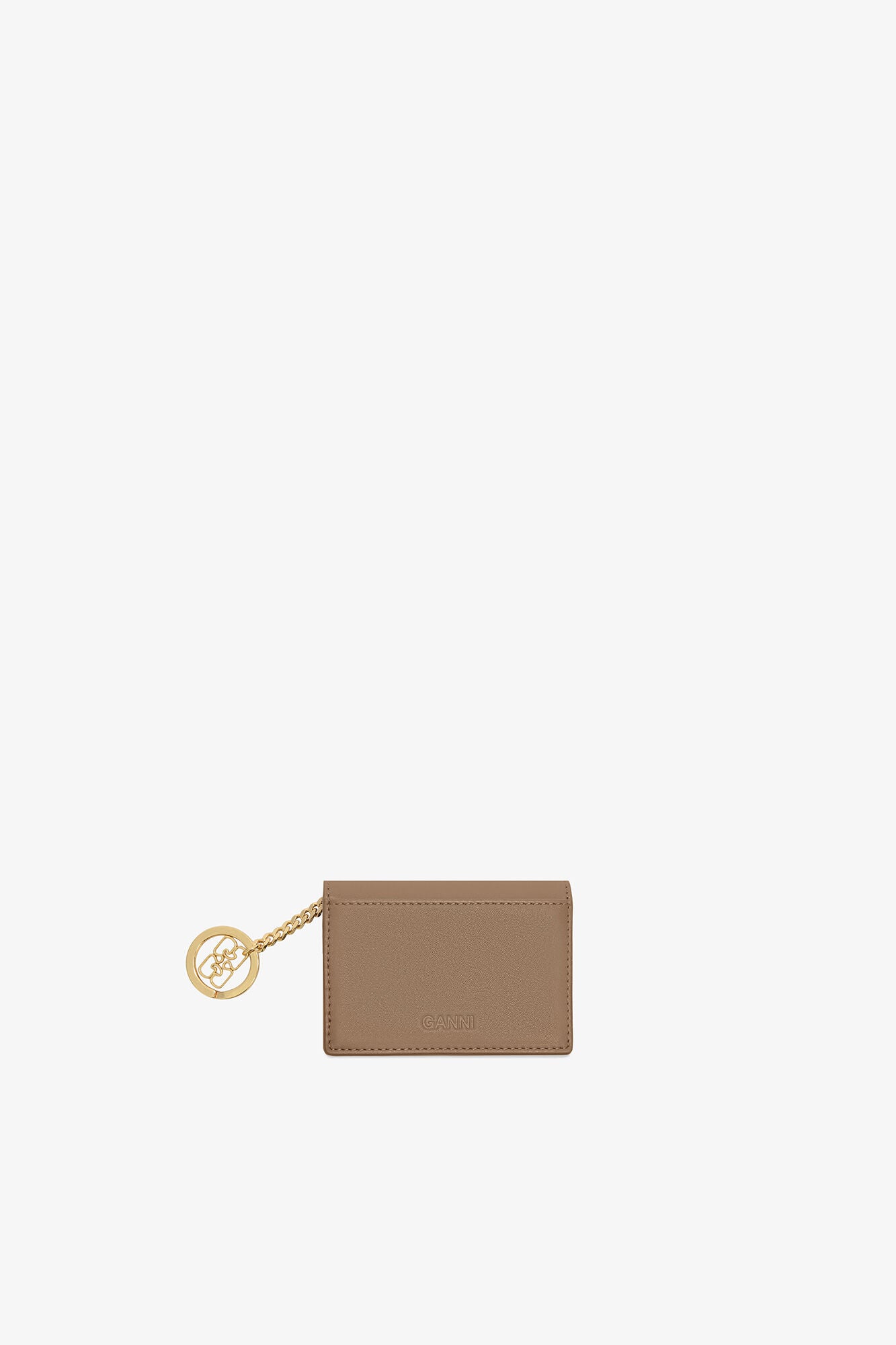 Coca Mocha Bou Card Holder with Flap in Brown - GANNI