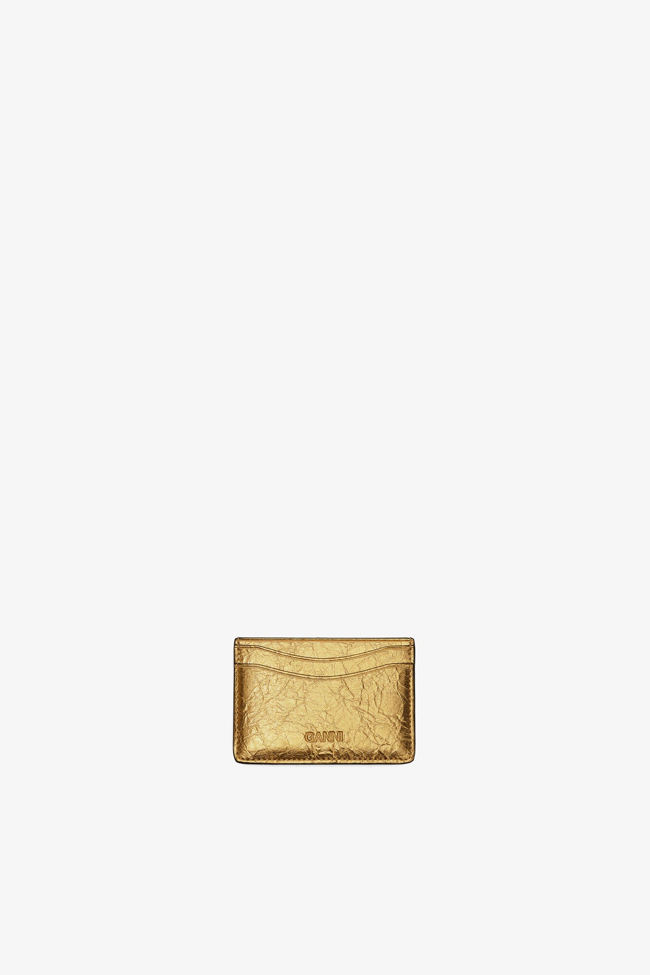 Gold Bou Card Holder in Metallic - GANNI