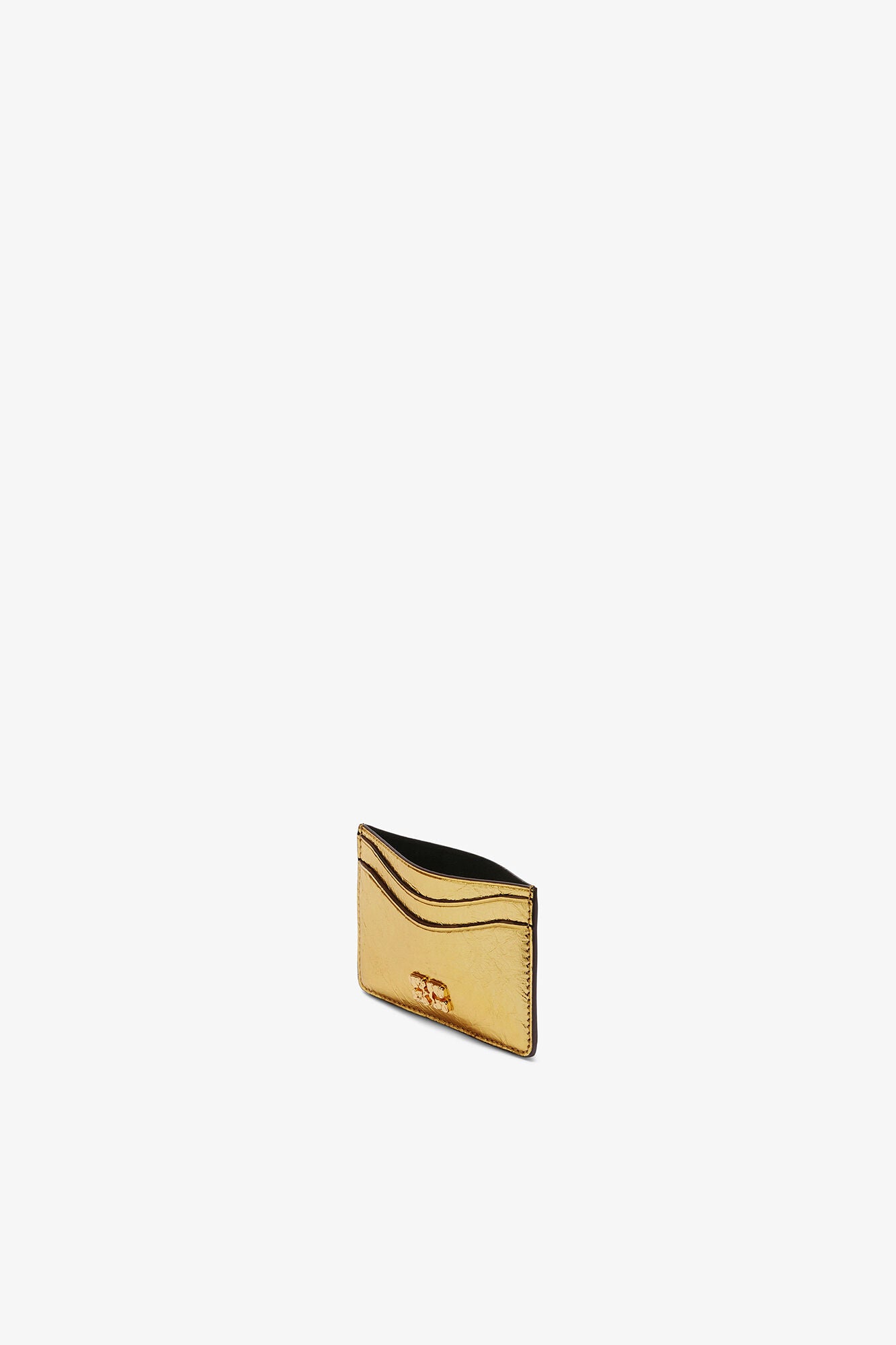 Gold Bou Card Holder in Metallic - GANNI