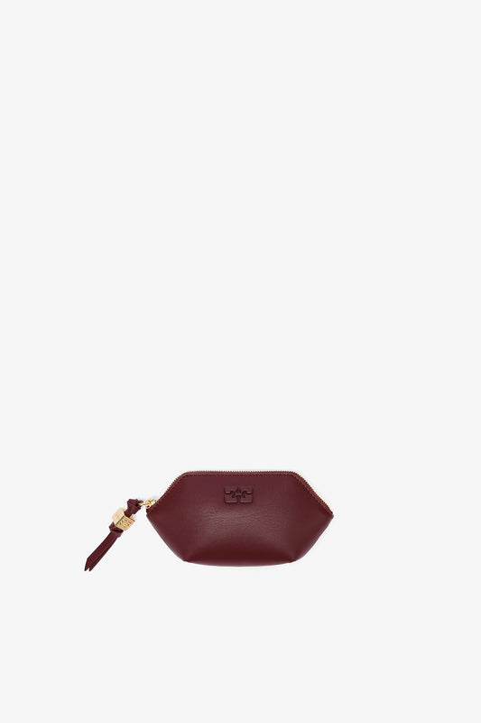 Burgundy Bou Coin Purse in Burgundy - GANNI